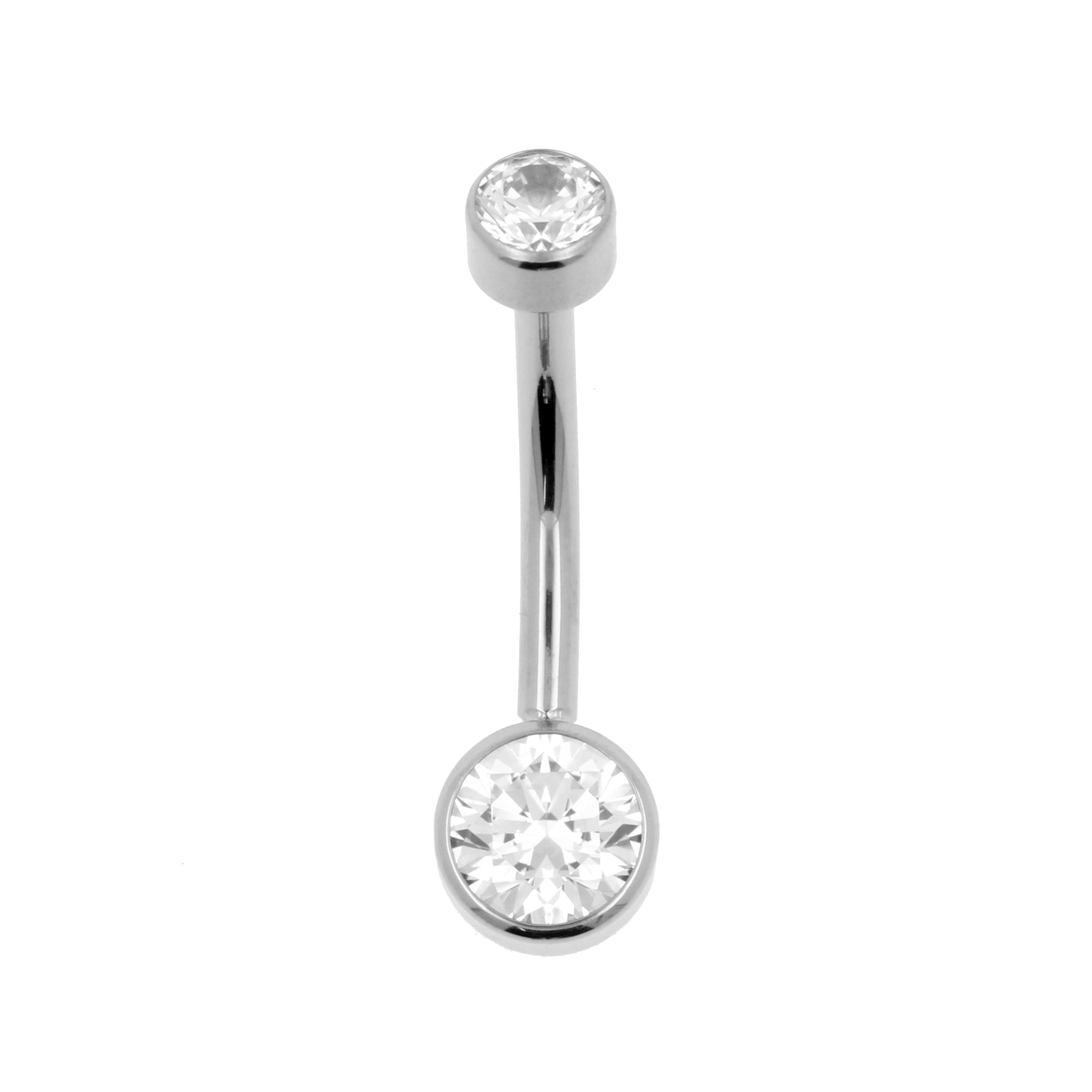 Titanium Navel Banana With Zirconia Clear