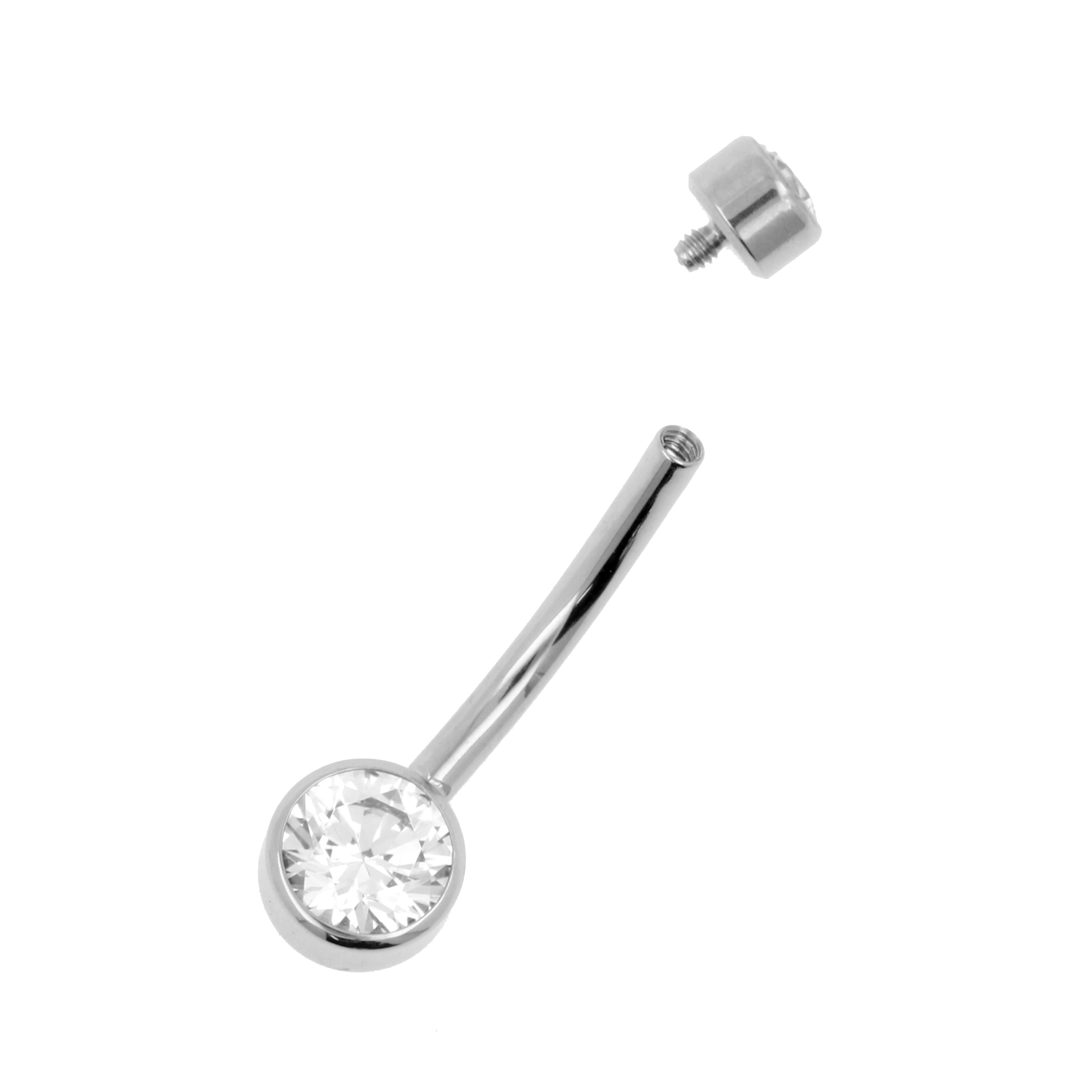 Titanium Navel Banana With Zirconia Clear