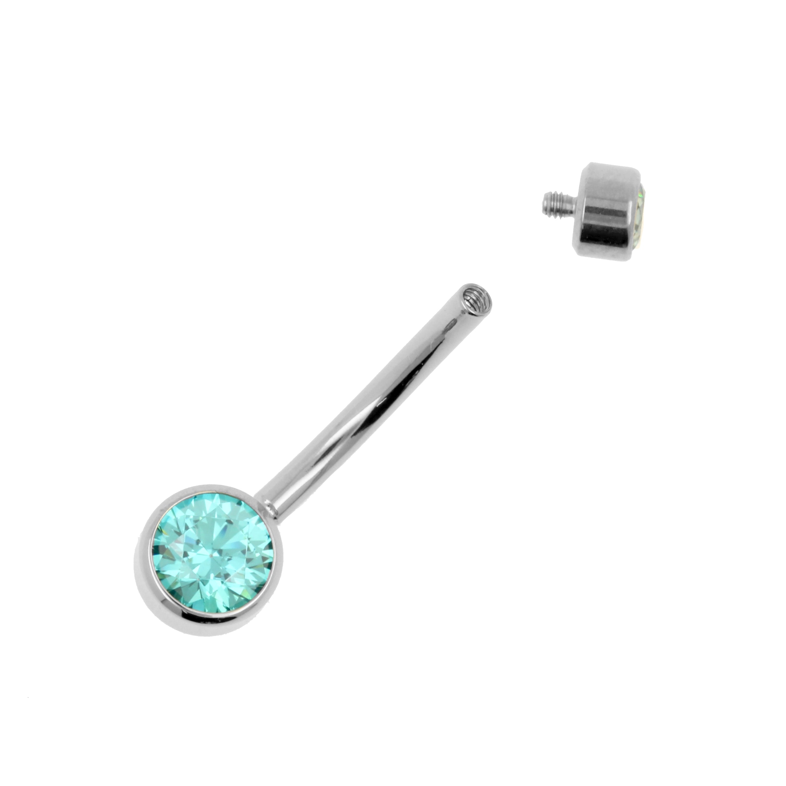 Titanium Navel Banana With Zirconia Mint Green