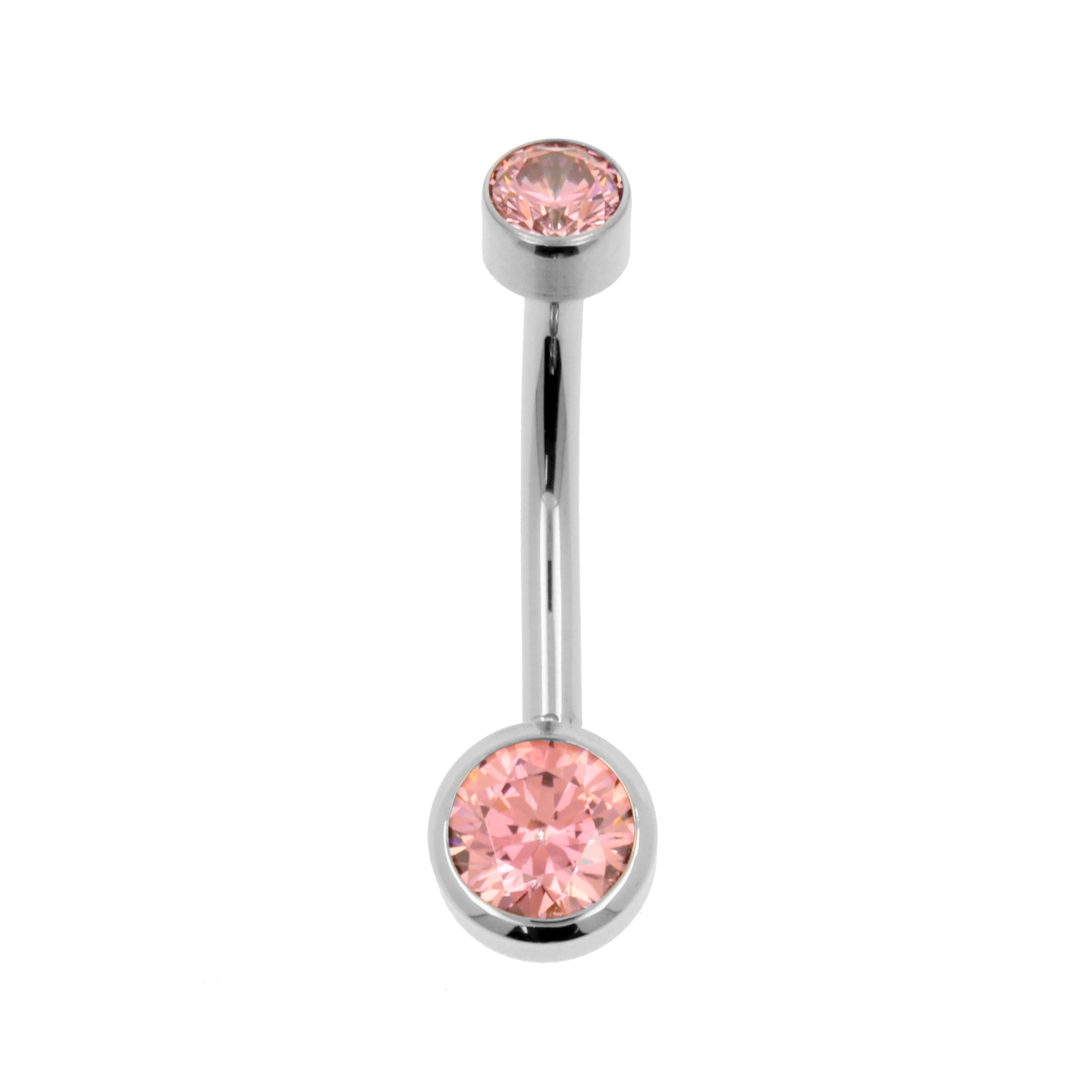 Titanium Navel Banana With Zirconia Pink