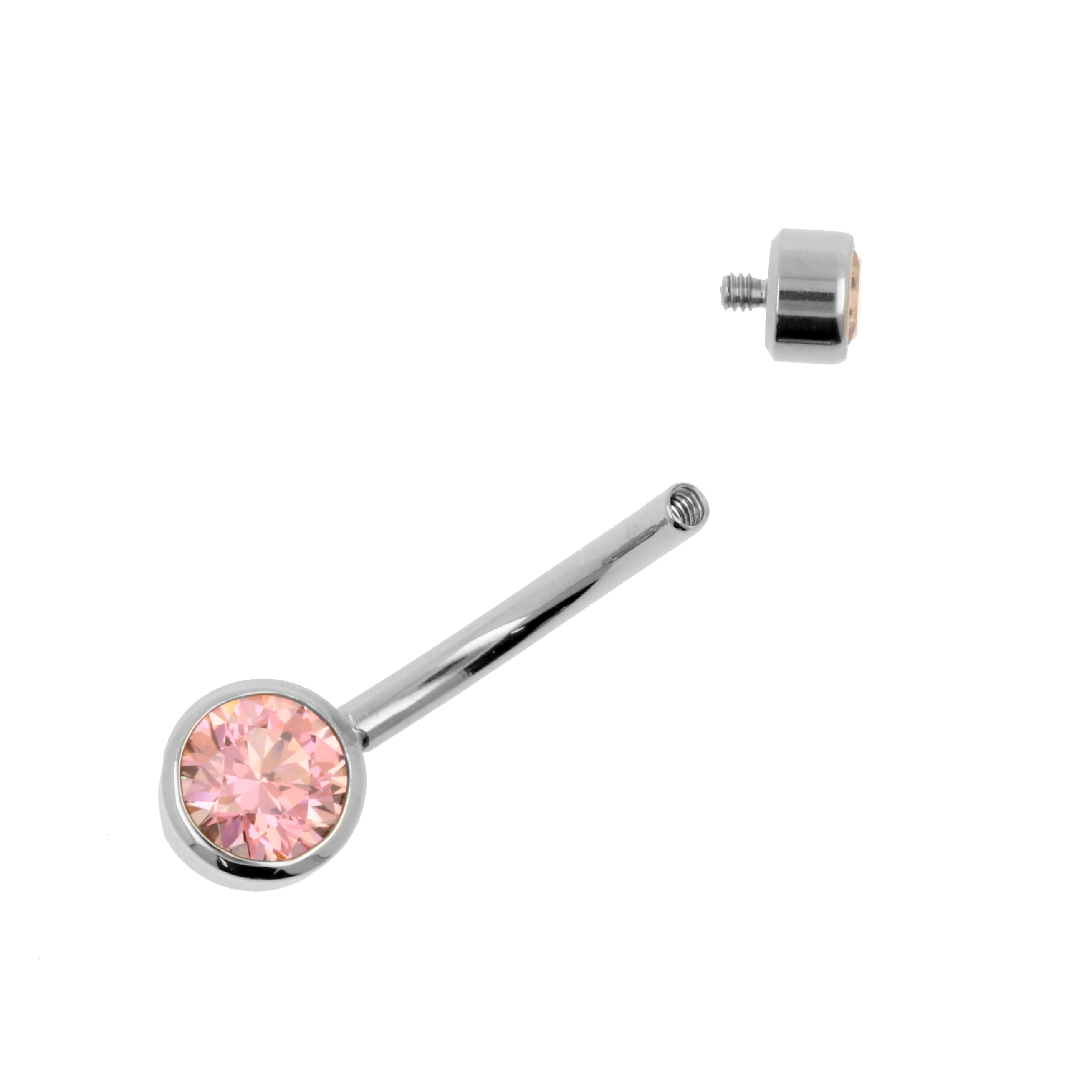 Titanium Navel Banana With Zirconia Pink