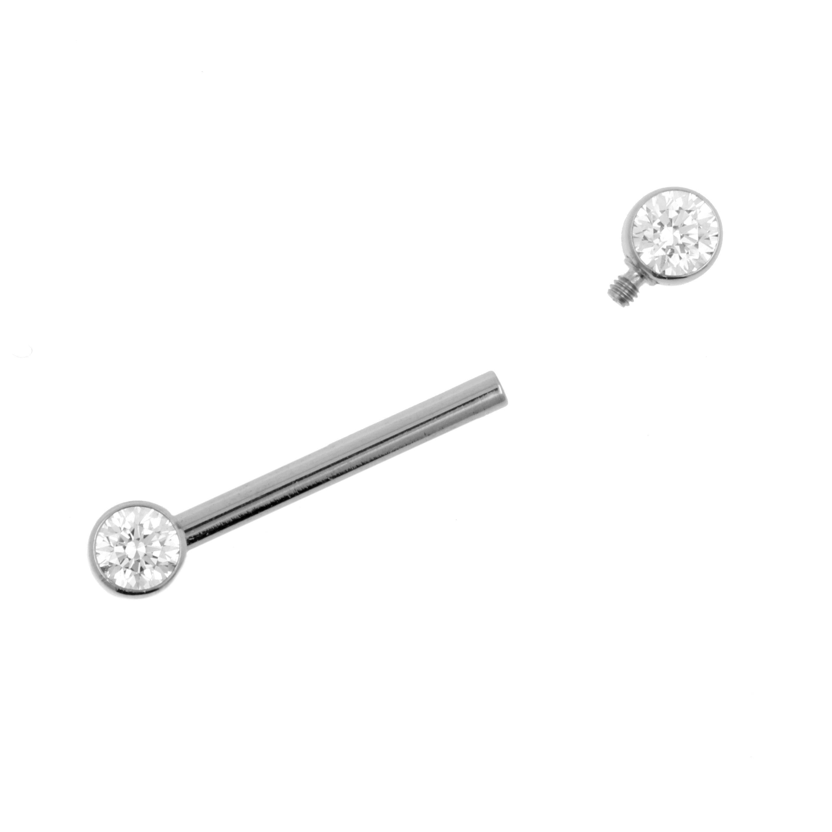 Titanium Nipple Barbell With Zirconia - 4 mm