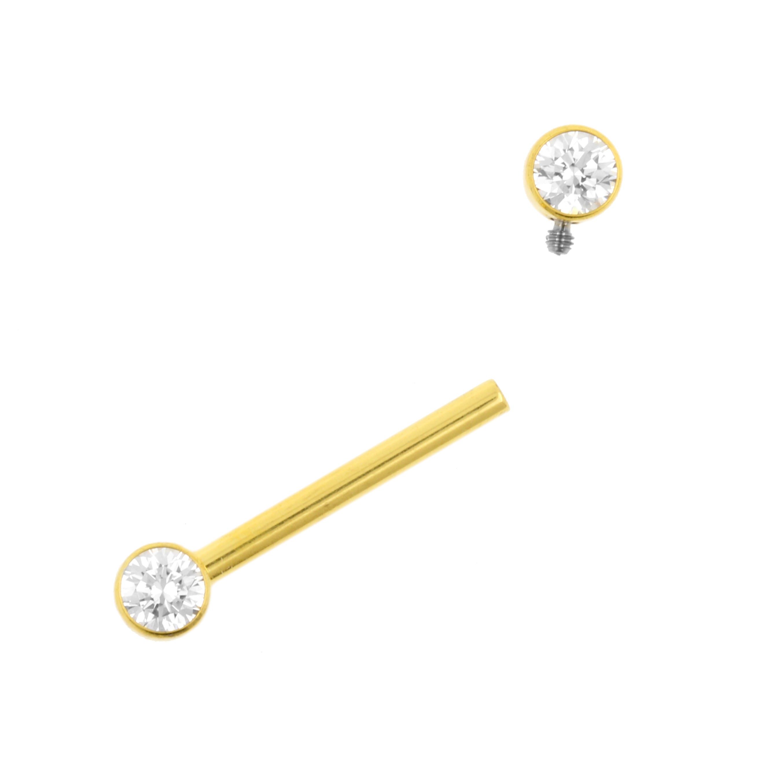 Titanium Tepel Barbell Met Zirkonia - 4 mm