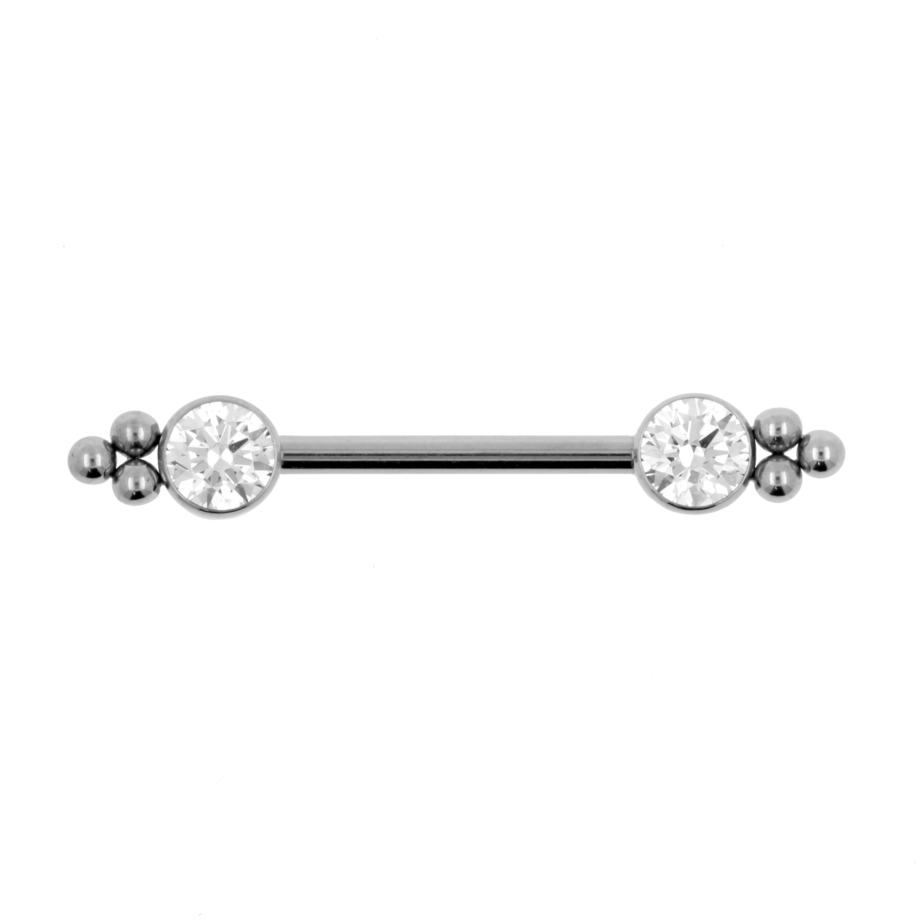 Titanium Nipple Barbell With Zirconia Cluster Silver