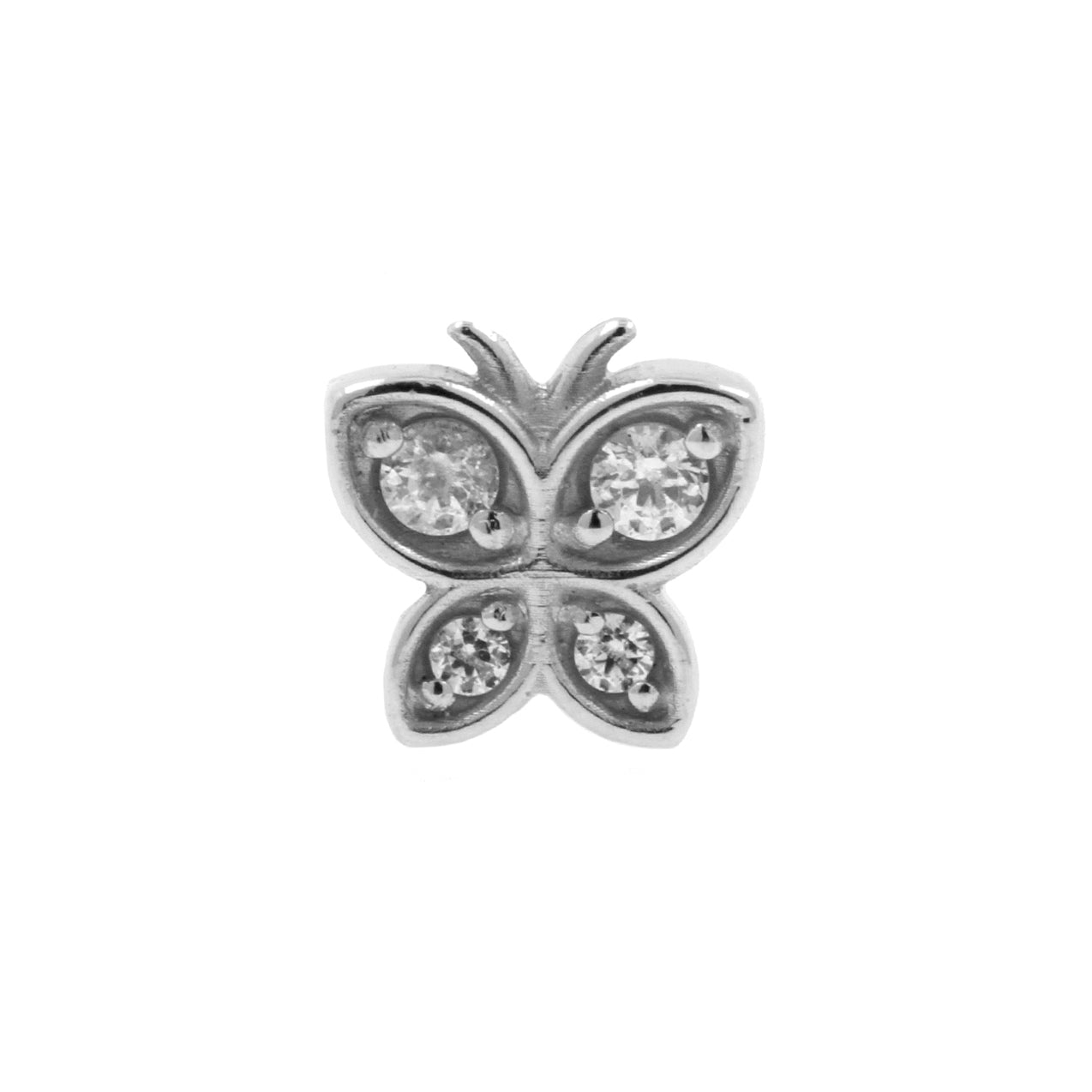 Nickel-Free Stainless Steel Zirconia Butterfly - Silver