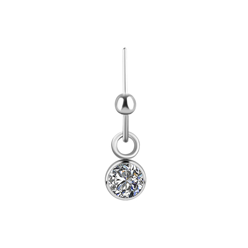 Titanium Helix Dangle - Zirconia Round Silver