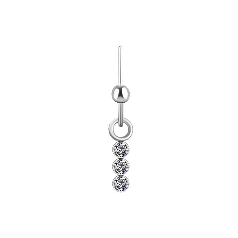 Titanium Helix Dangle - Zirconia Bar Cluster Silver