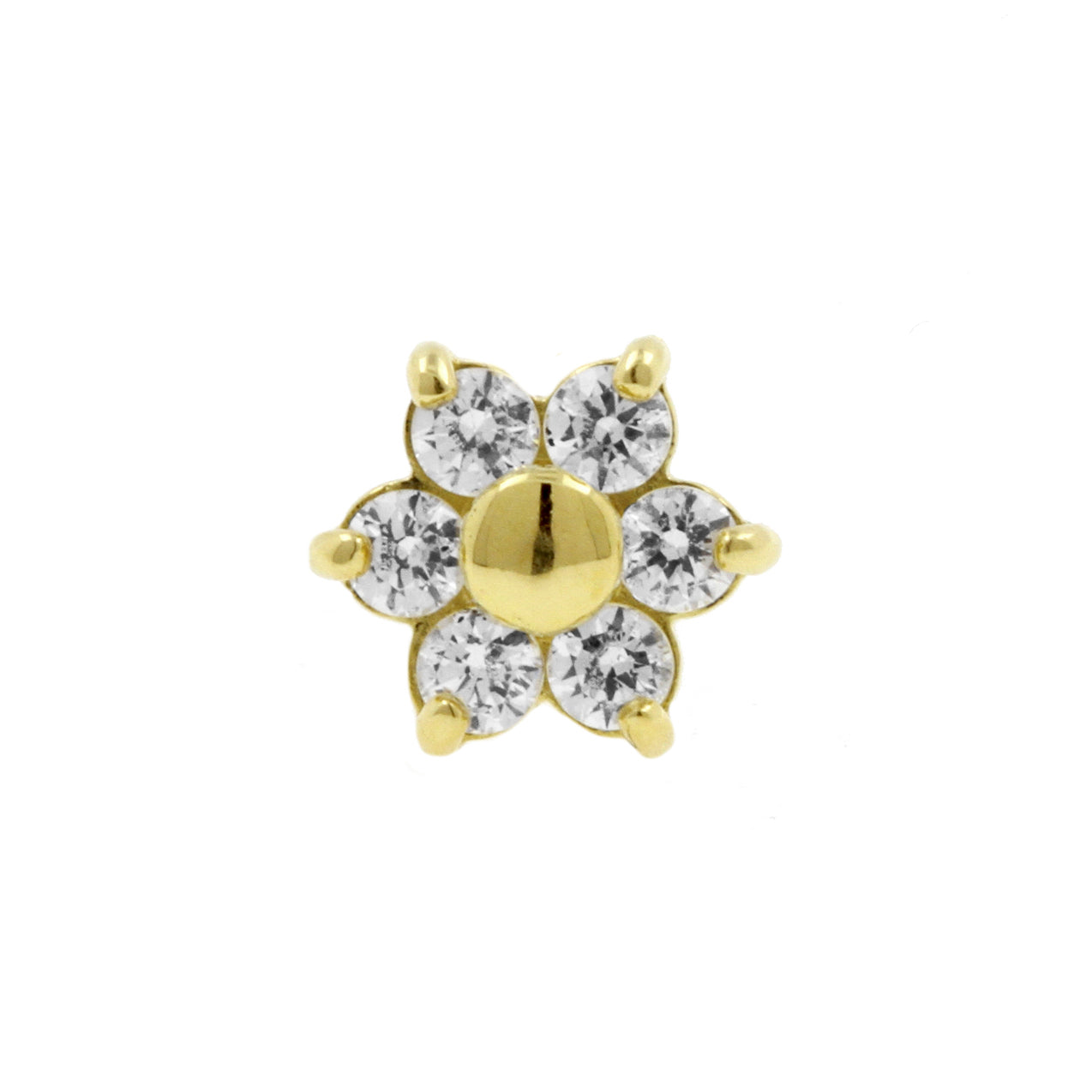 18 Karat Gold Zirconia Flower