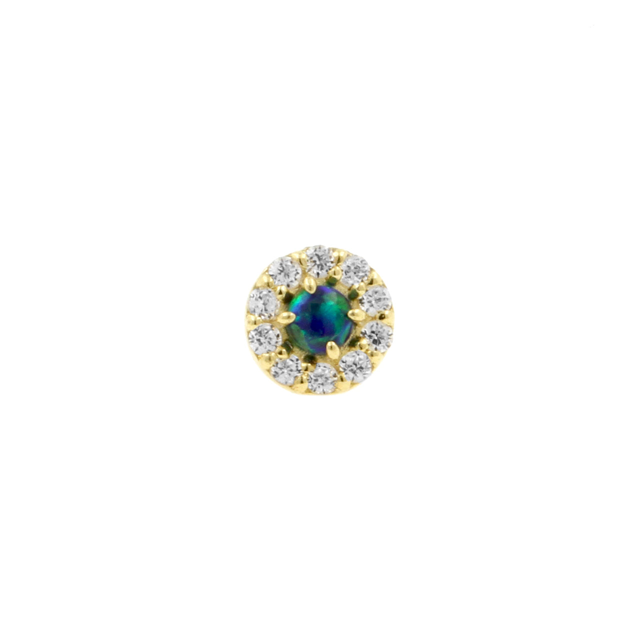 18 Karat Gold Zirconia Opaal Disc Black Opal