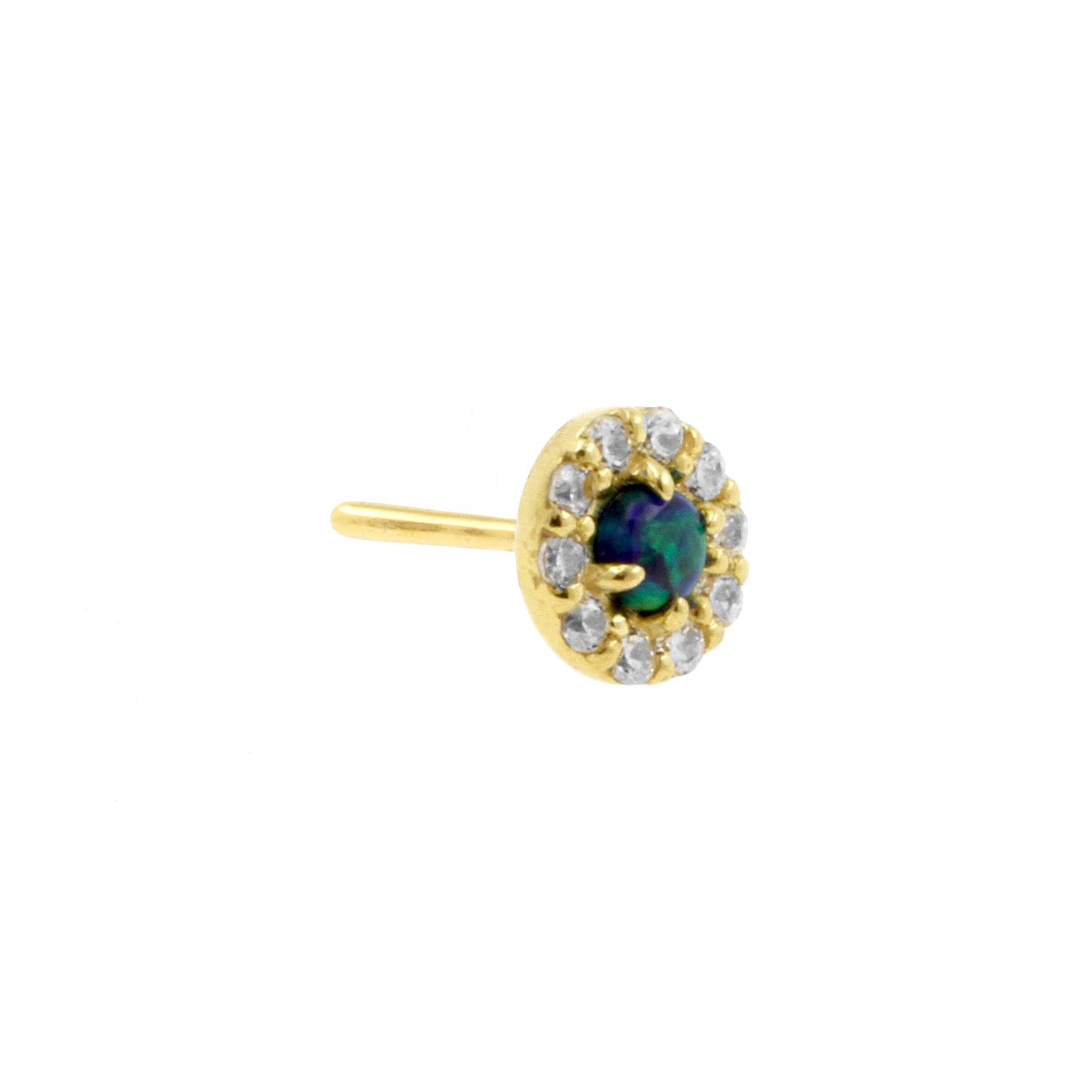 18 Karat Gold Zirconia Opaal Disc Black Opal