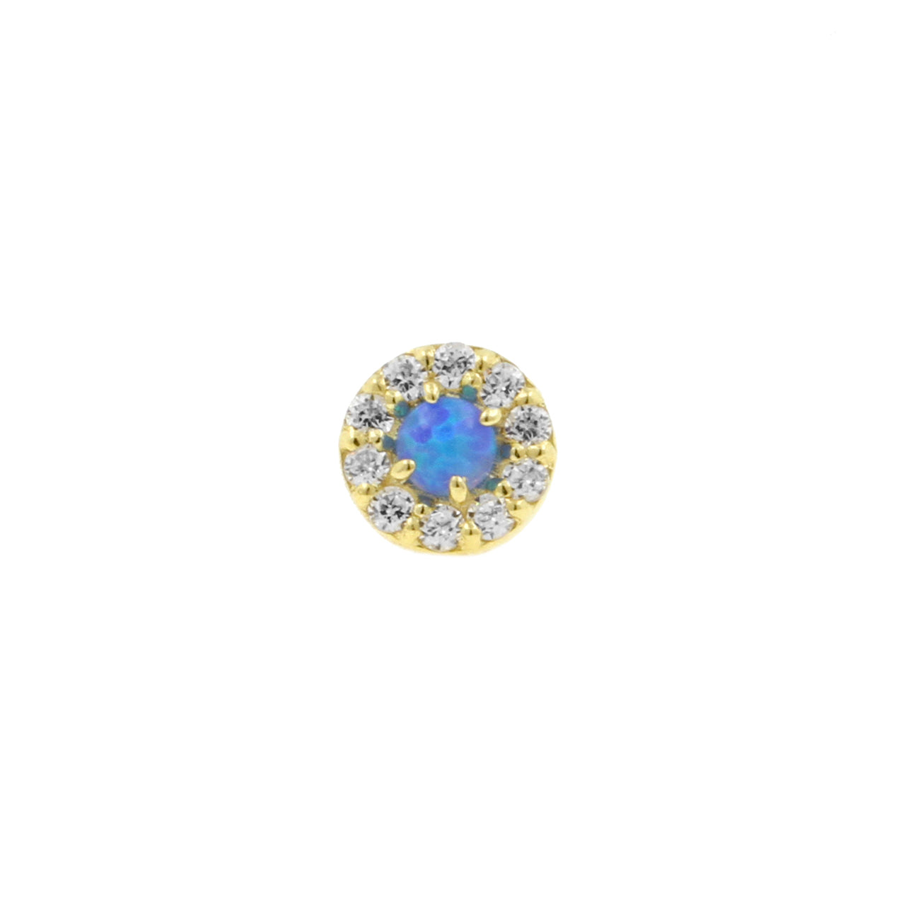 18 Karat Gold Zirconia Opaal Disc Sapphire Blue Opal