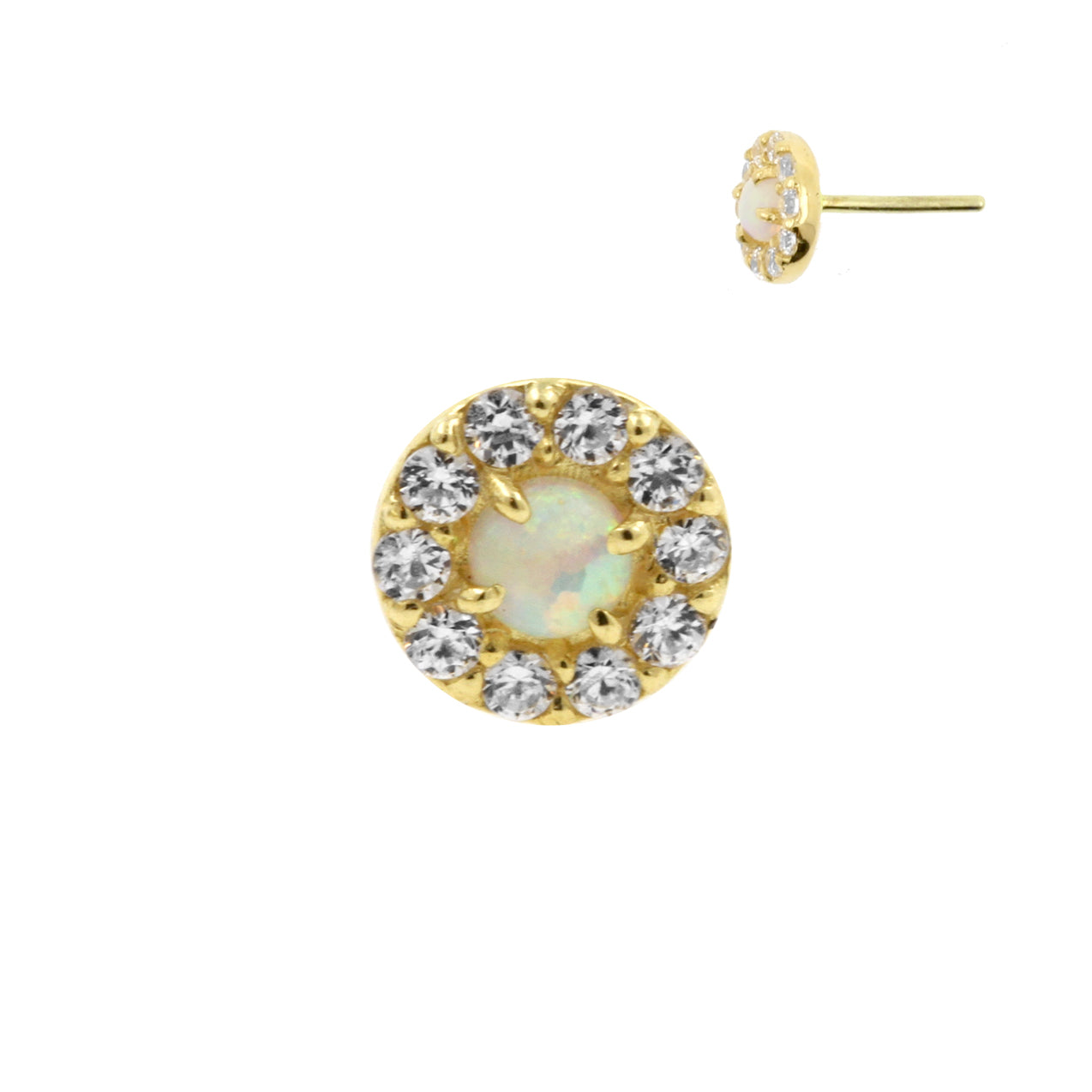 18 Karat Gold Zirconia Opaal Disc White Opal