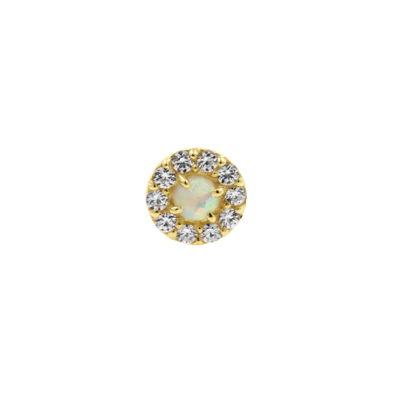 18 Karat Gold Zirconia Opaal Disc White Opal