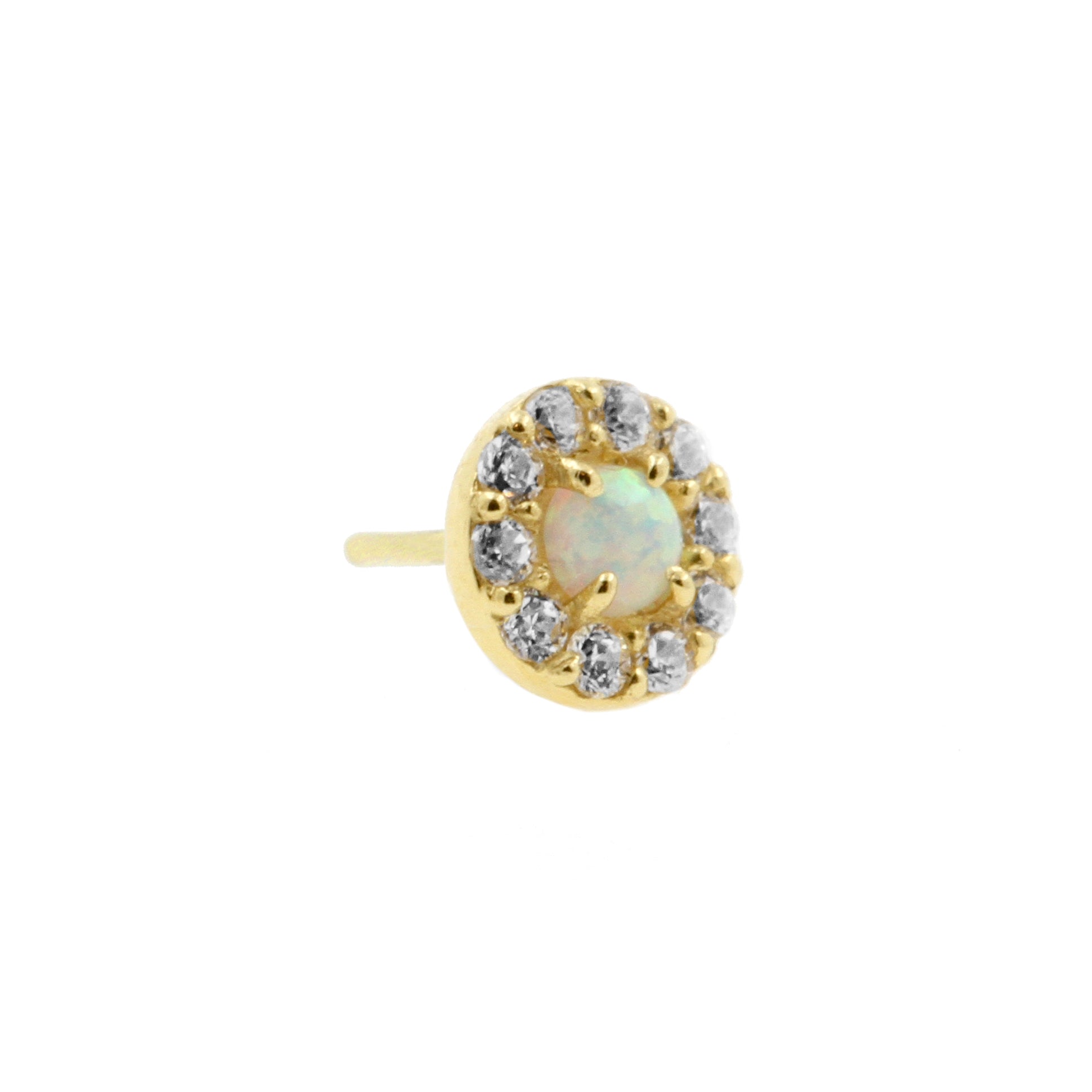 18 Karat Gold Zirconia Opaal Disc White Opal