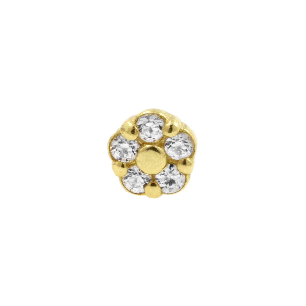 18 Karat Gold Zirconia Flower