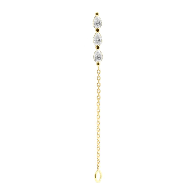 18 Karat Gold Zirconia Droplets With Chain