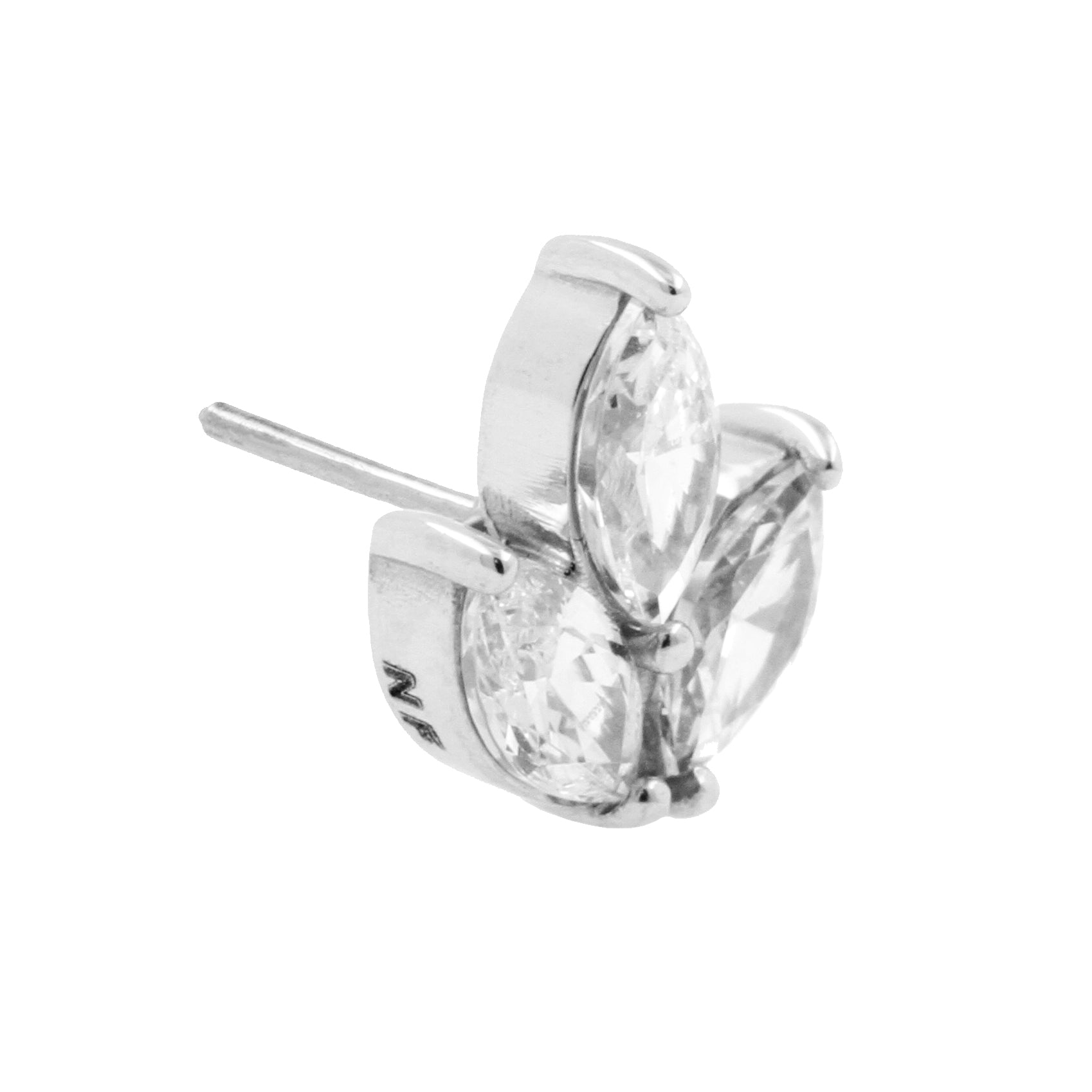 Nickel-Free Stainless Steel Zirconia Marquise Cluster Silver