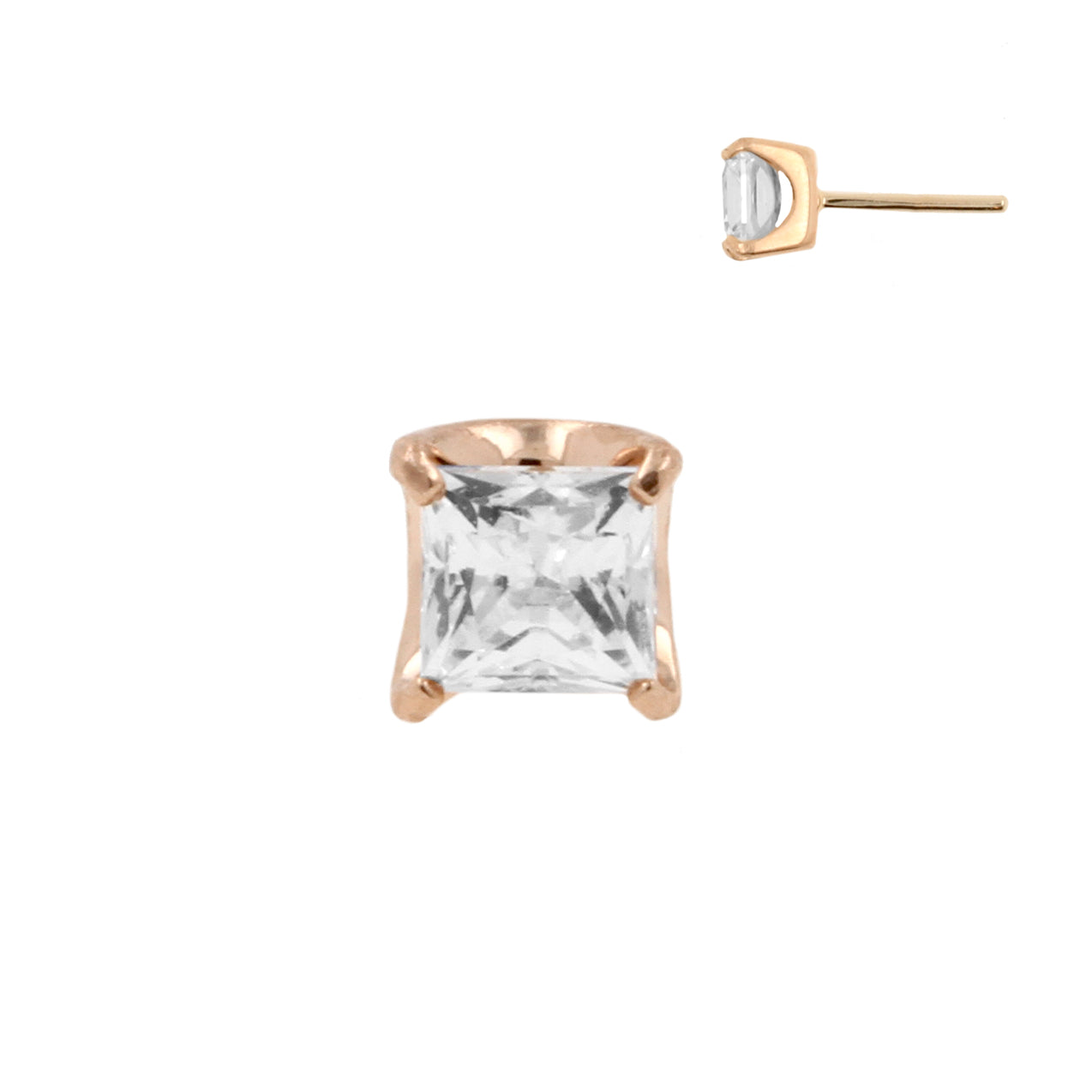 18 Karat Rose Gold Zirconia Square