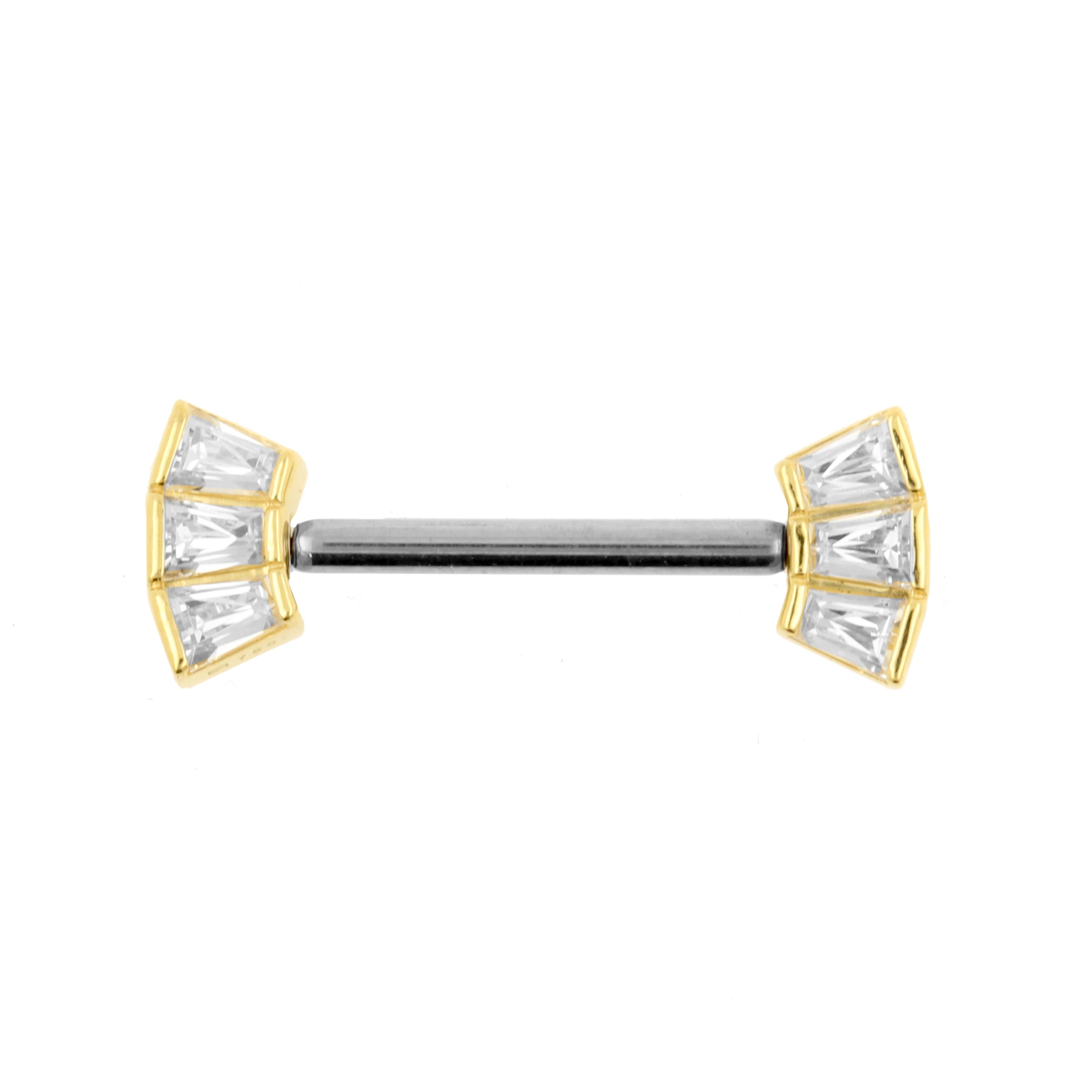 18 Karat Gold Nipple Barbell With Trapezoids