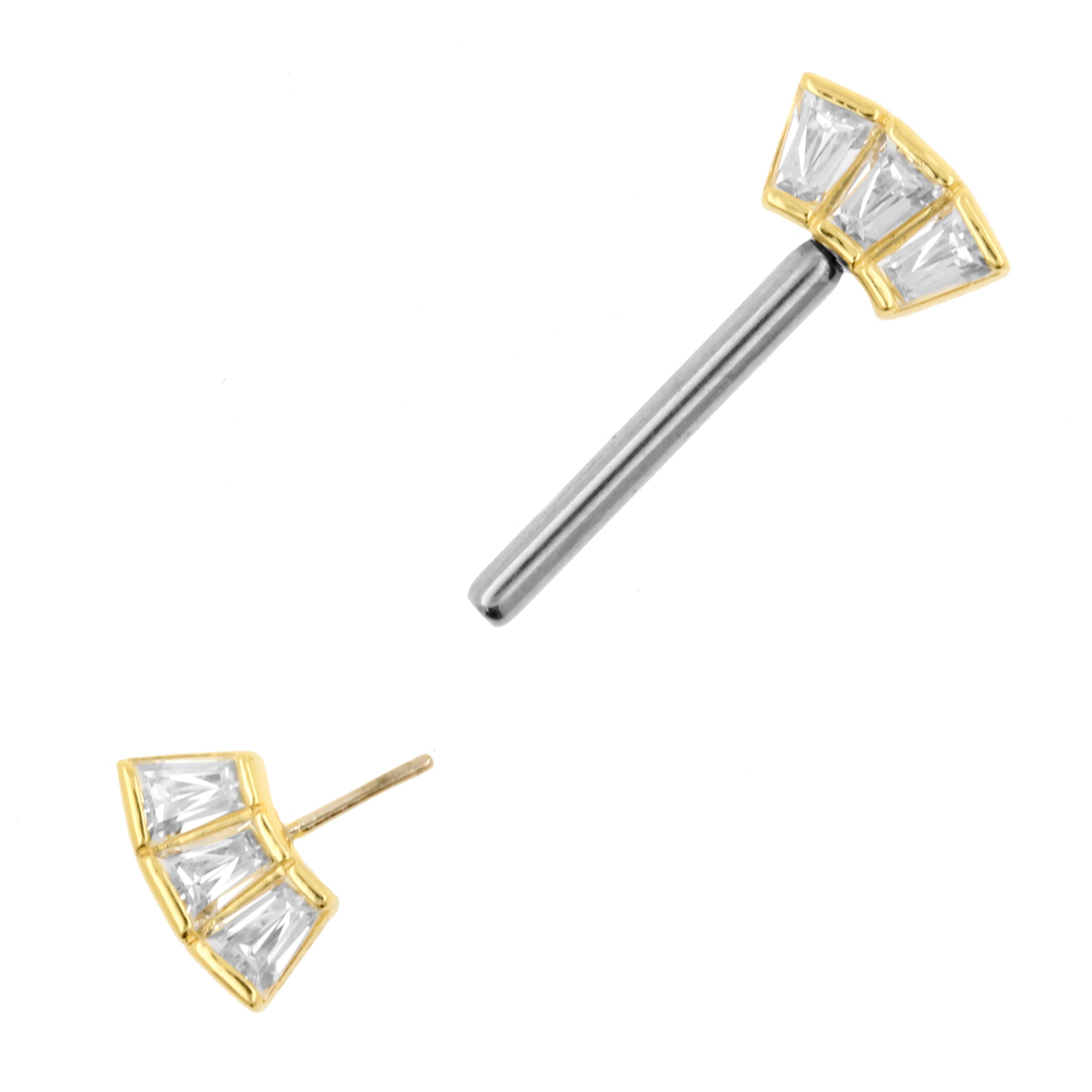 18 Karat Gold Nipple Barbell With Trapezoids