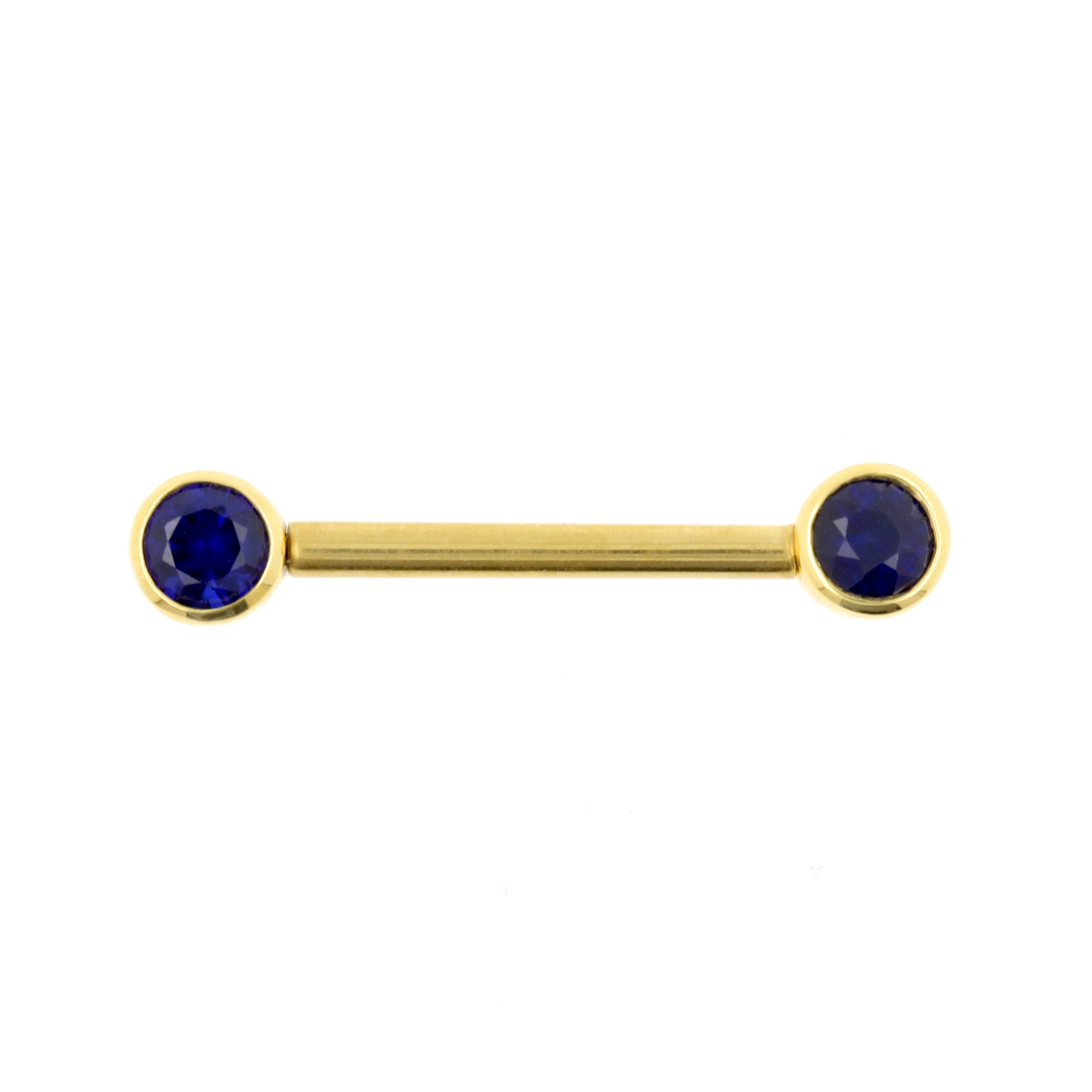 18 Karat Gold Nipple Barbell With Diffusion Sapphire Discs