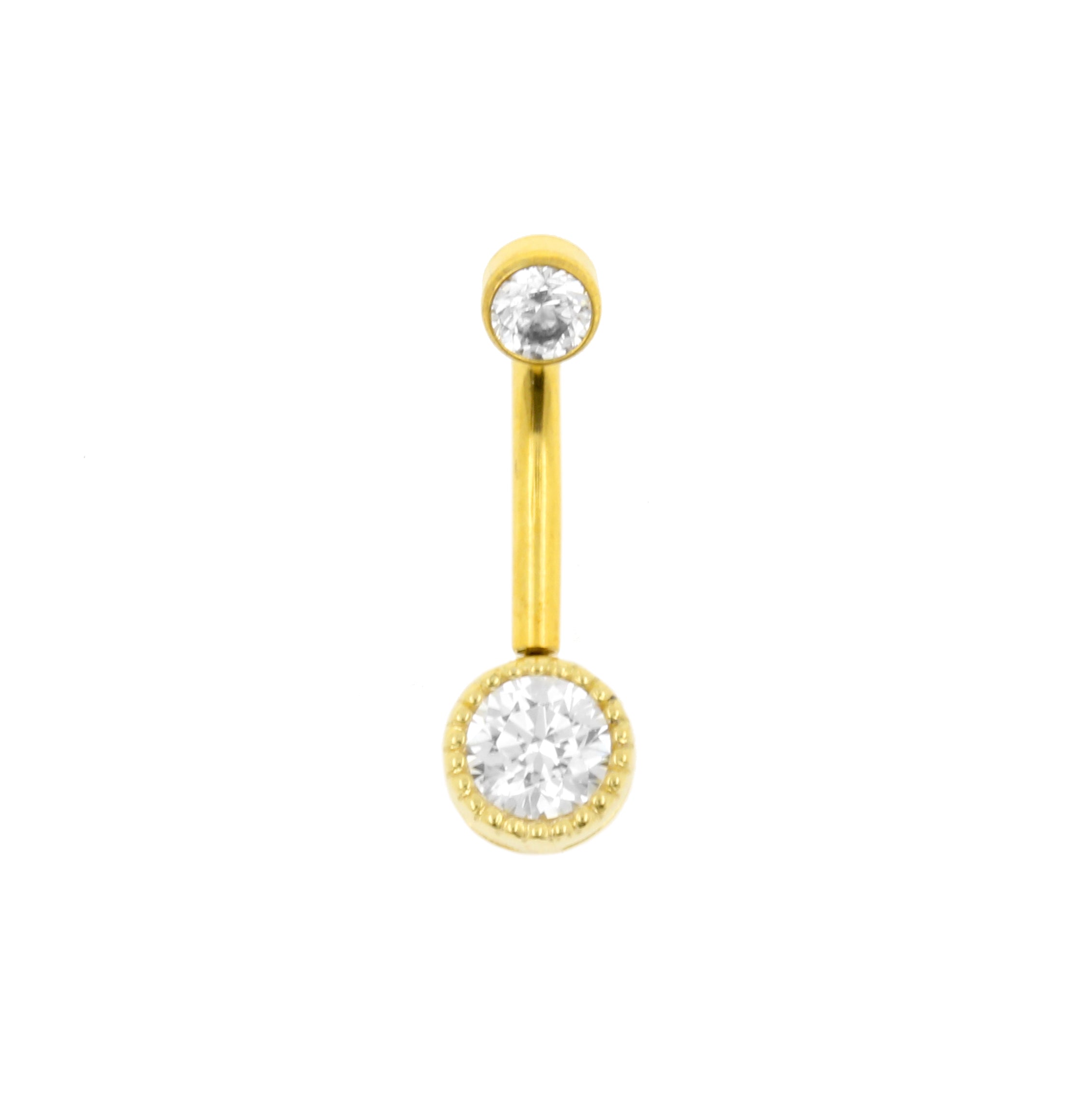 18 Karat Gold Rook Piercing With Zirconia Disc