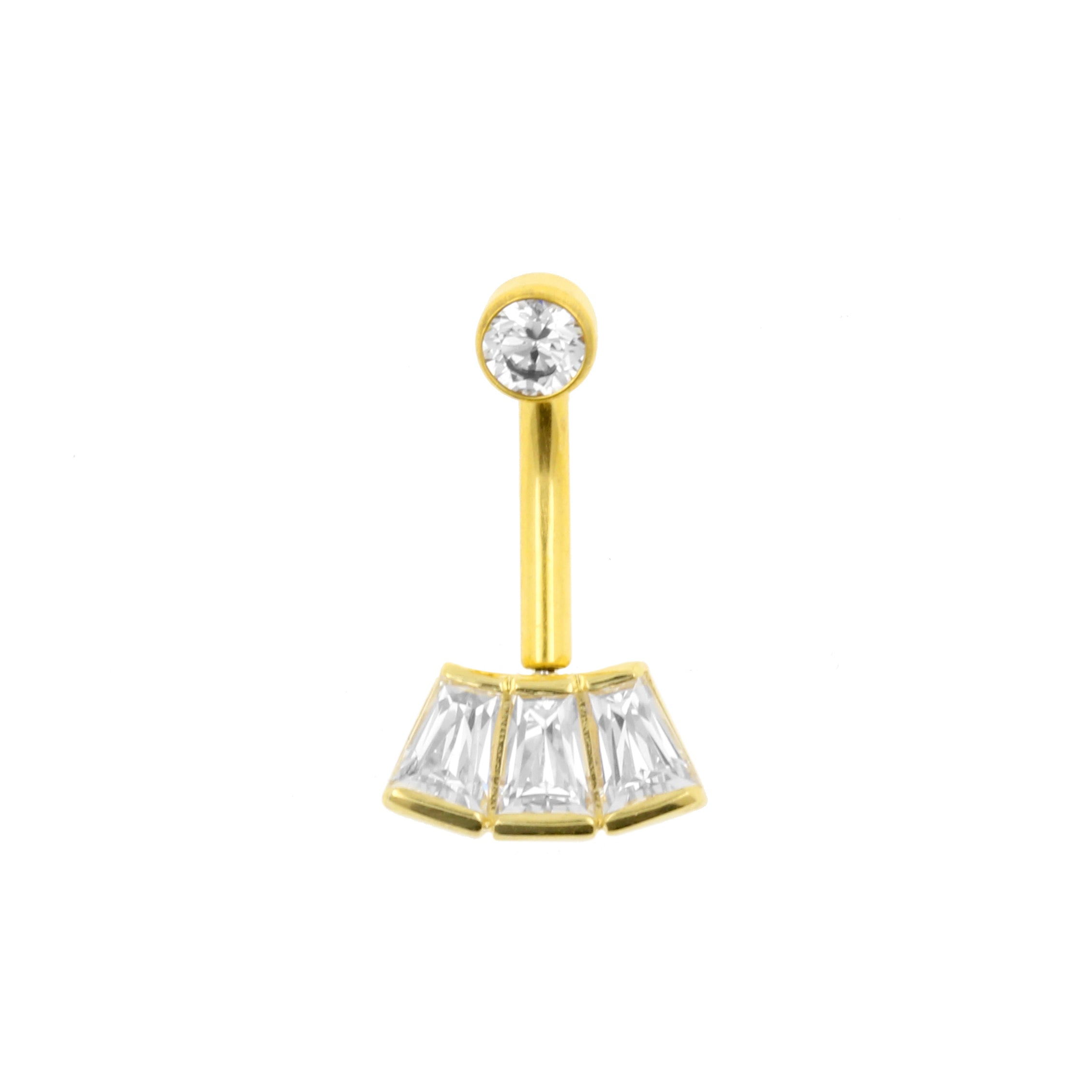 18 Karat Gold Rook Piercing With Trapezoid