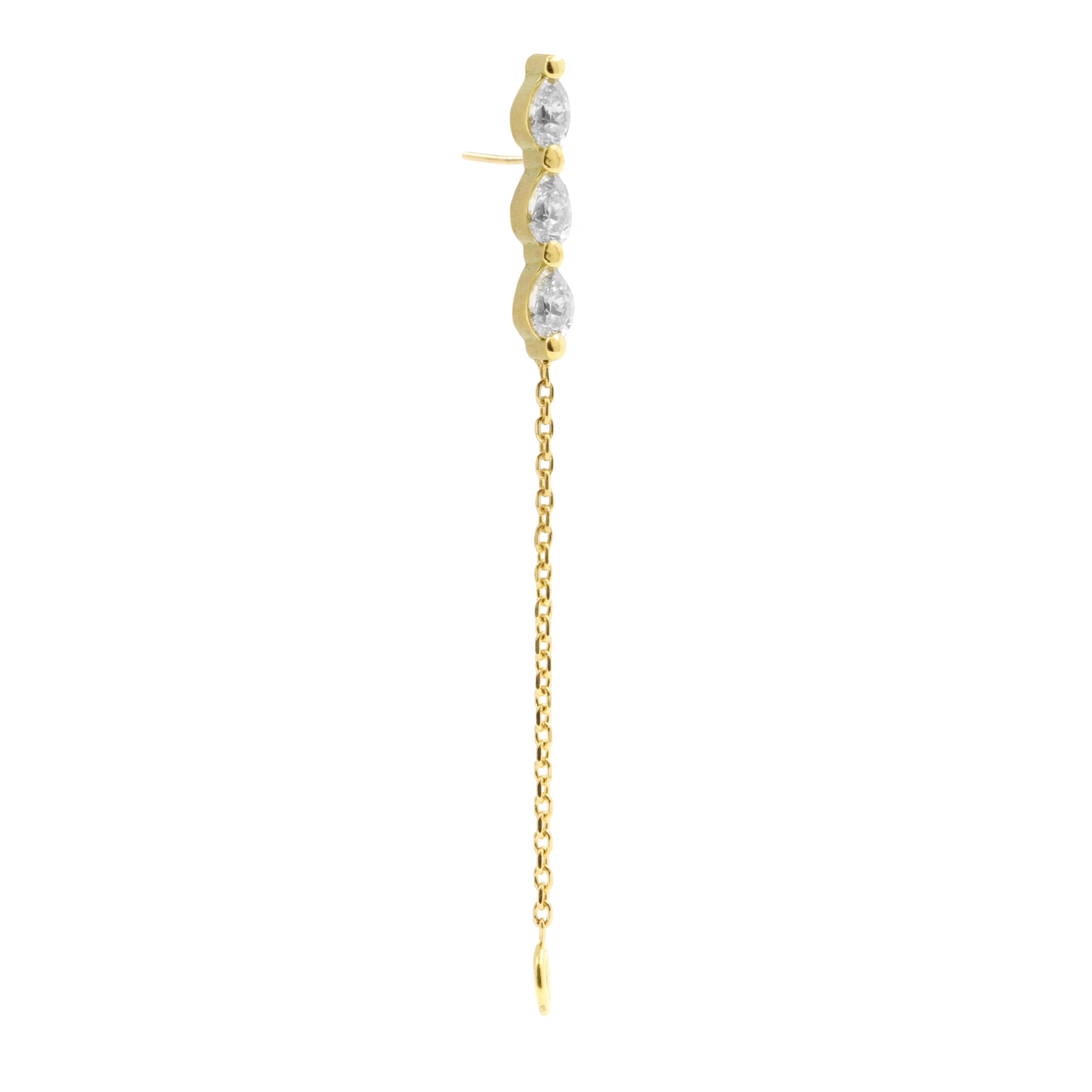 18 Karat Gold Zirconia Droplets With Chain