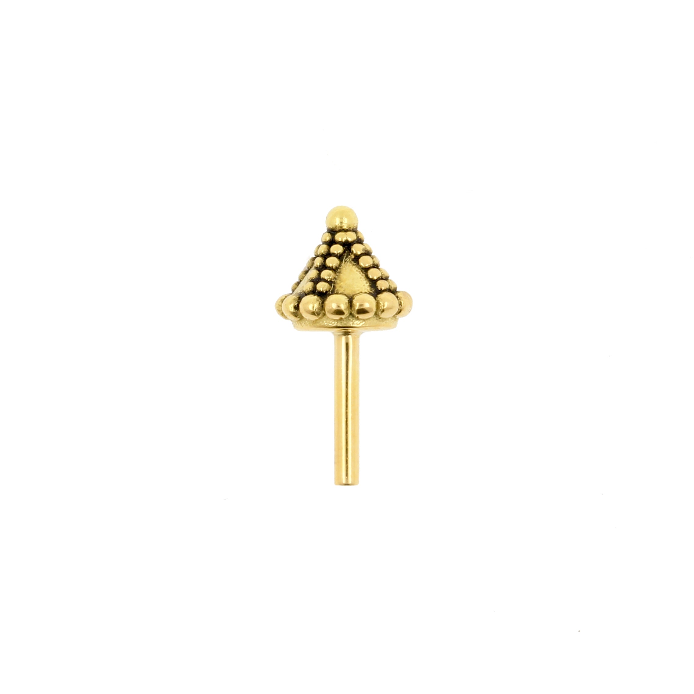 18 Karat Gold Vertical Helix Cone Stud