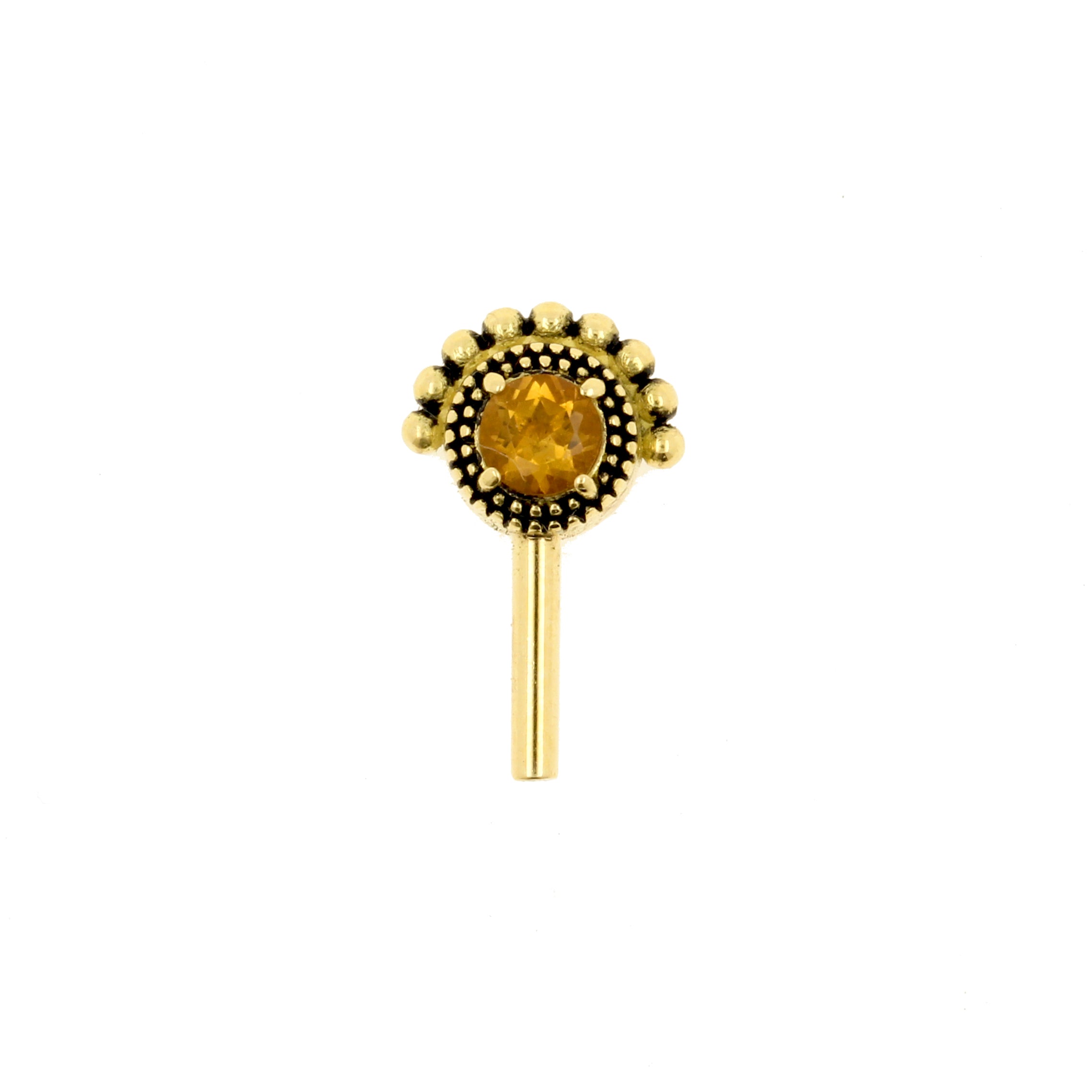 18 Karat Gold Vertical Helix Citrine Stud