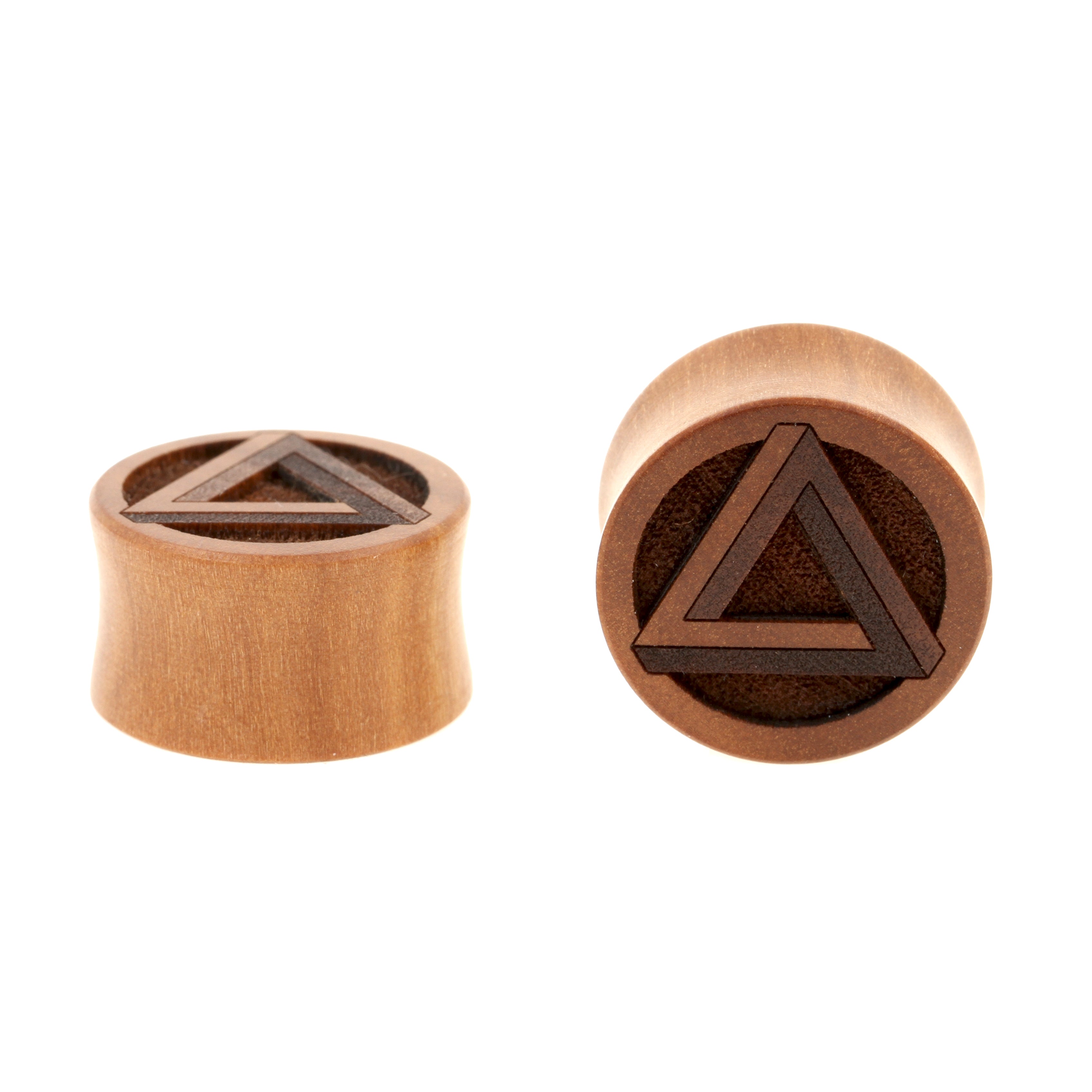 Wood Penrose Triangle Plugs - Sawo Red Brown