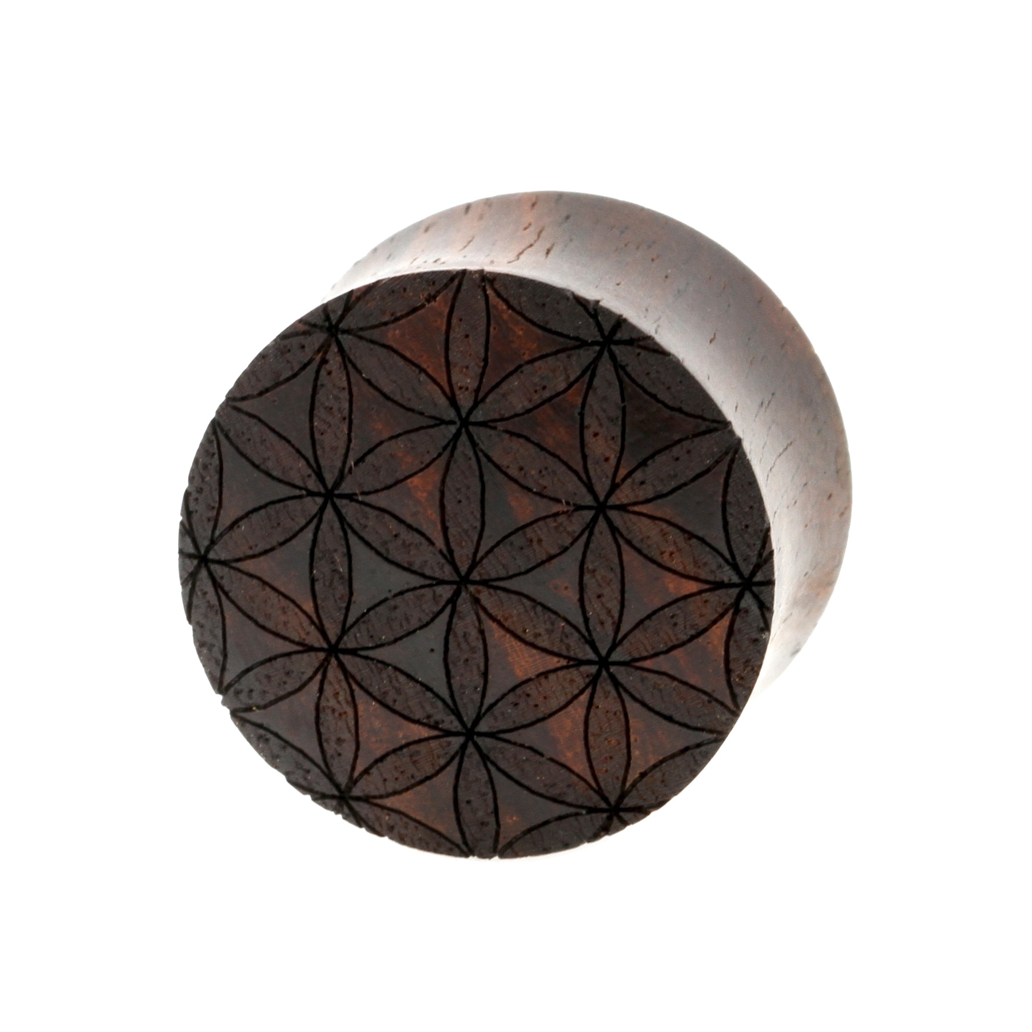 Wood Flower of Life Plugs - Sono Dark Brown