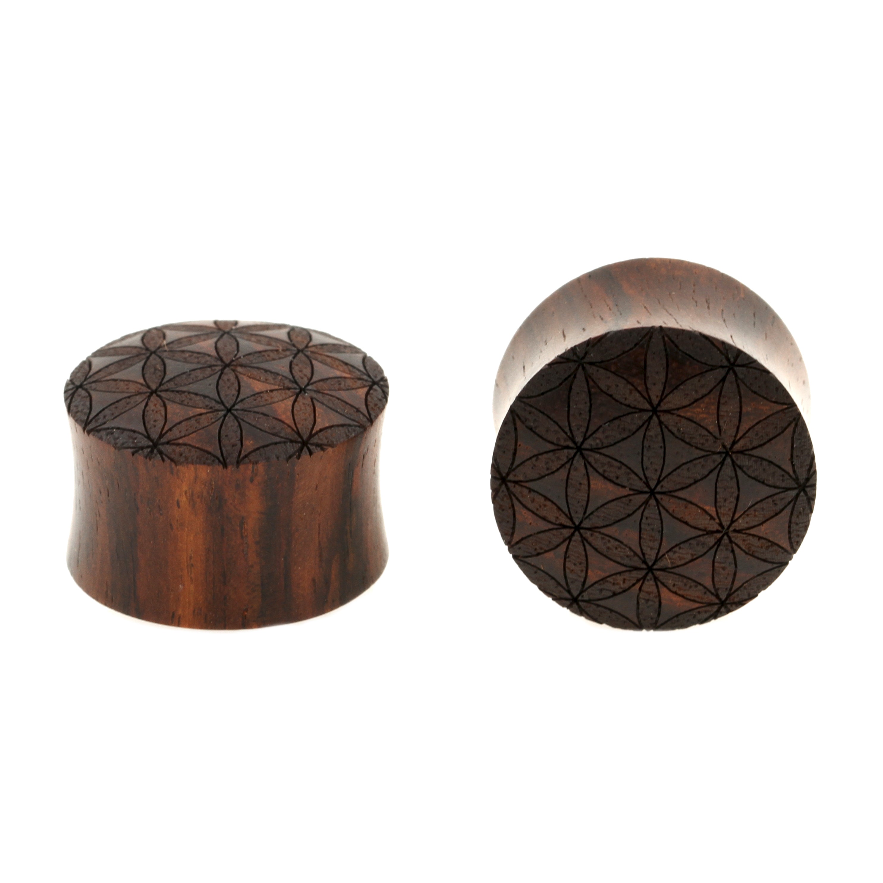 Wood Flower of Life Plugs - Sono Dark Brown