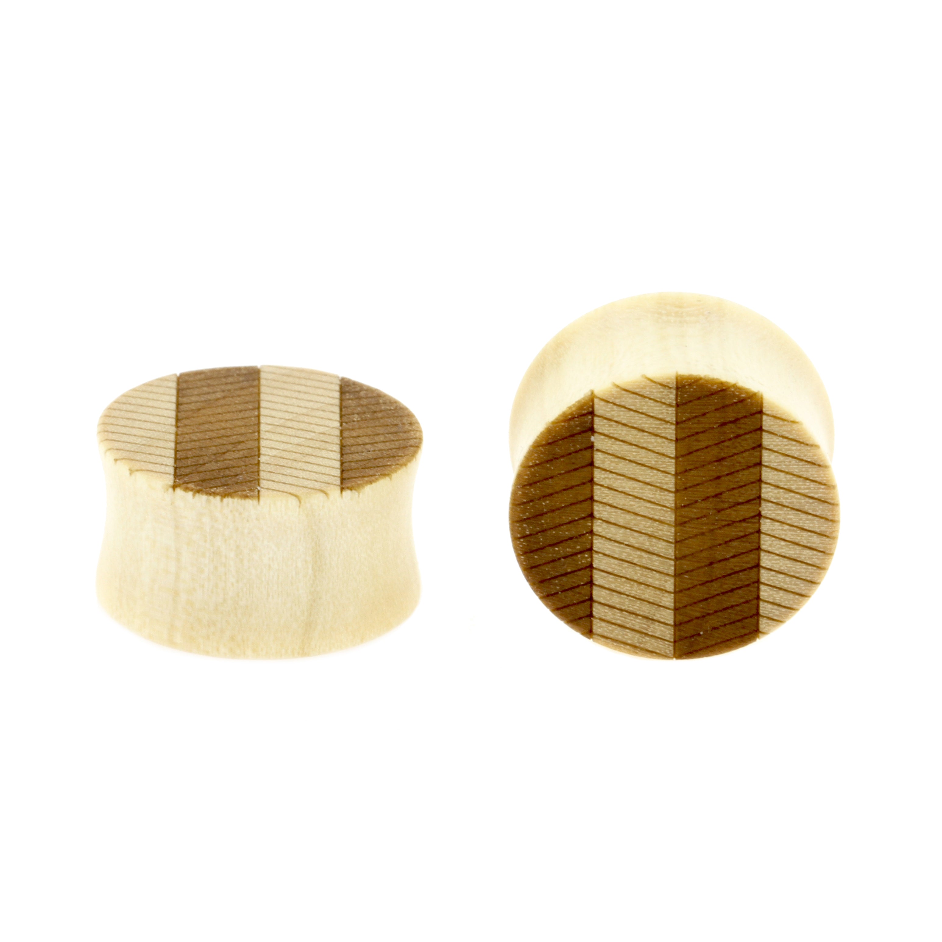 Wood Zig Zag Plugs - Crocodile Light Brown