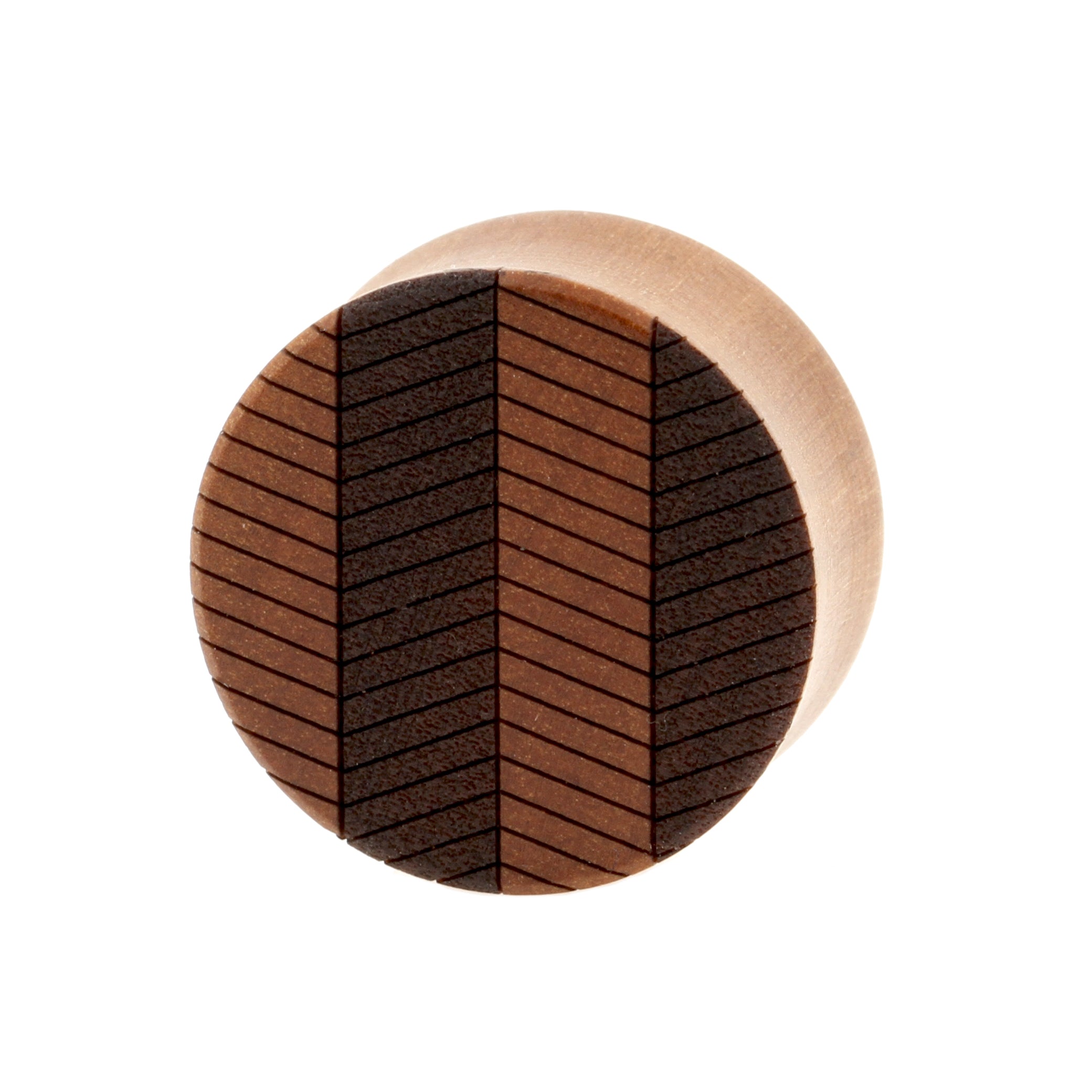 Wood Zig Zag Plugs - Sawo Red Brown