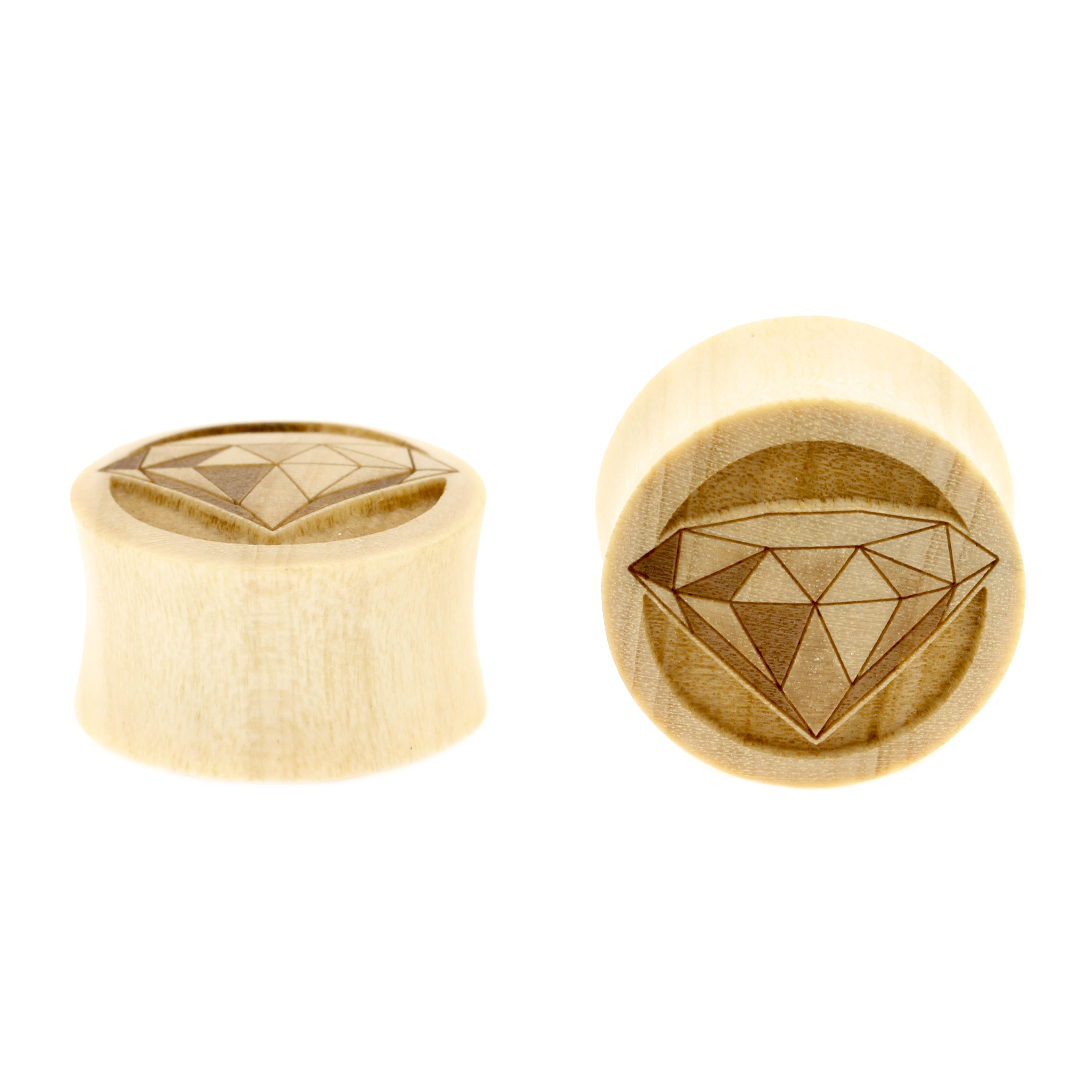 Wood Diamond Plugs  - Crocodile Light Brown