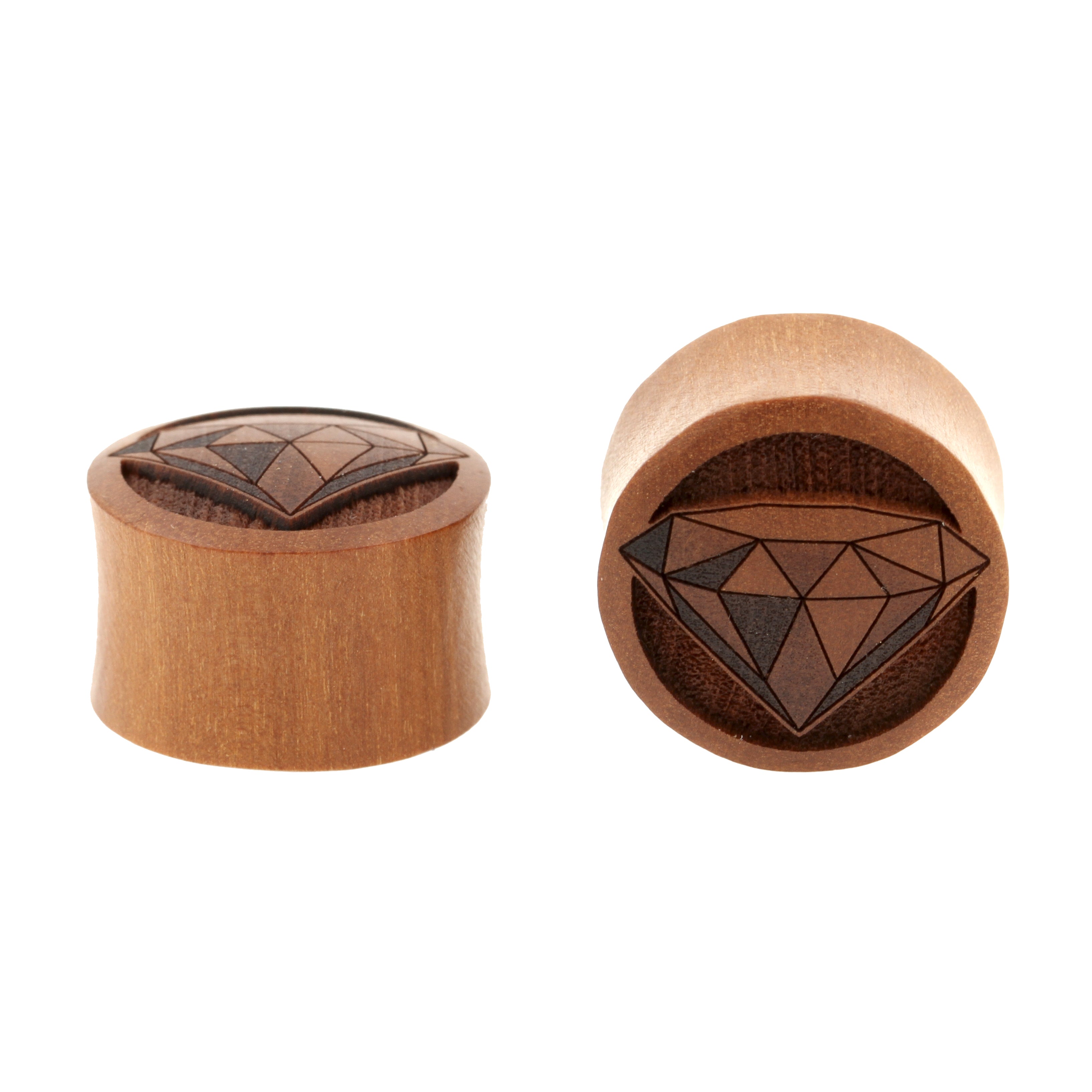 Wood Diamond Plugs  - Sawo Red Brown