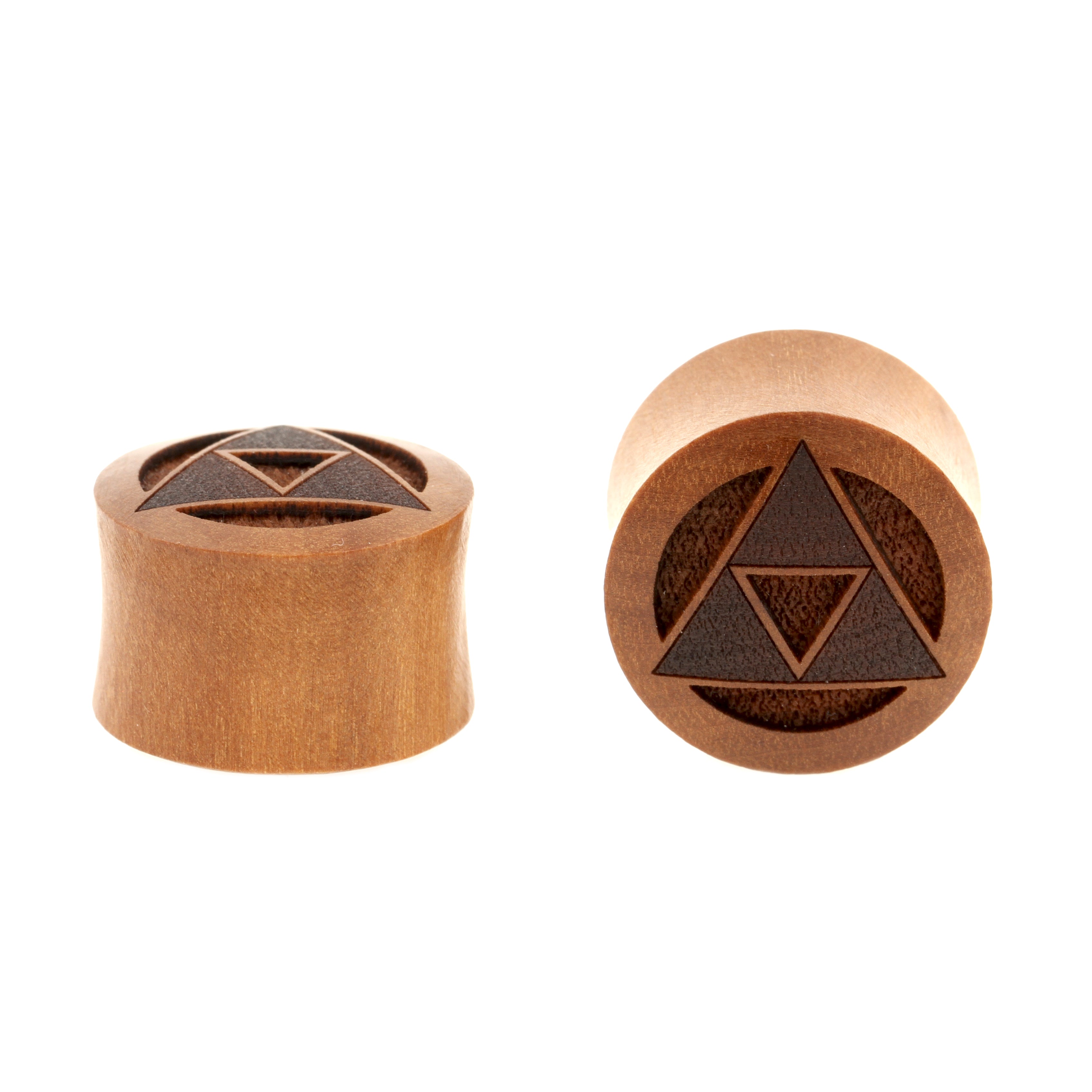 Wood Triforce Plugs  - Sawo Red Brown