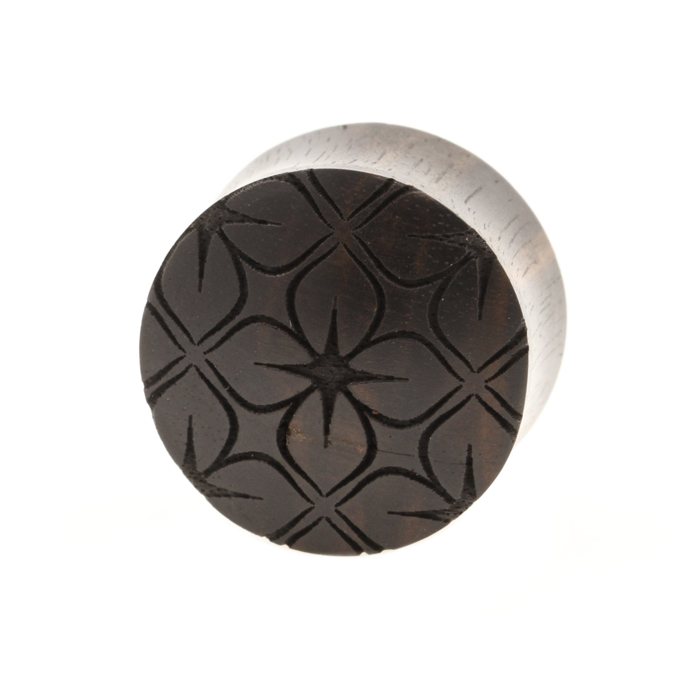 Wood Lotus Flowers Pattern Plugs - Areng Black