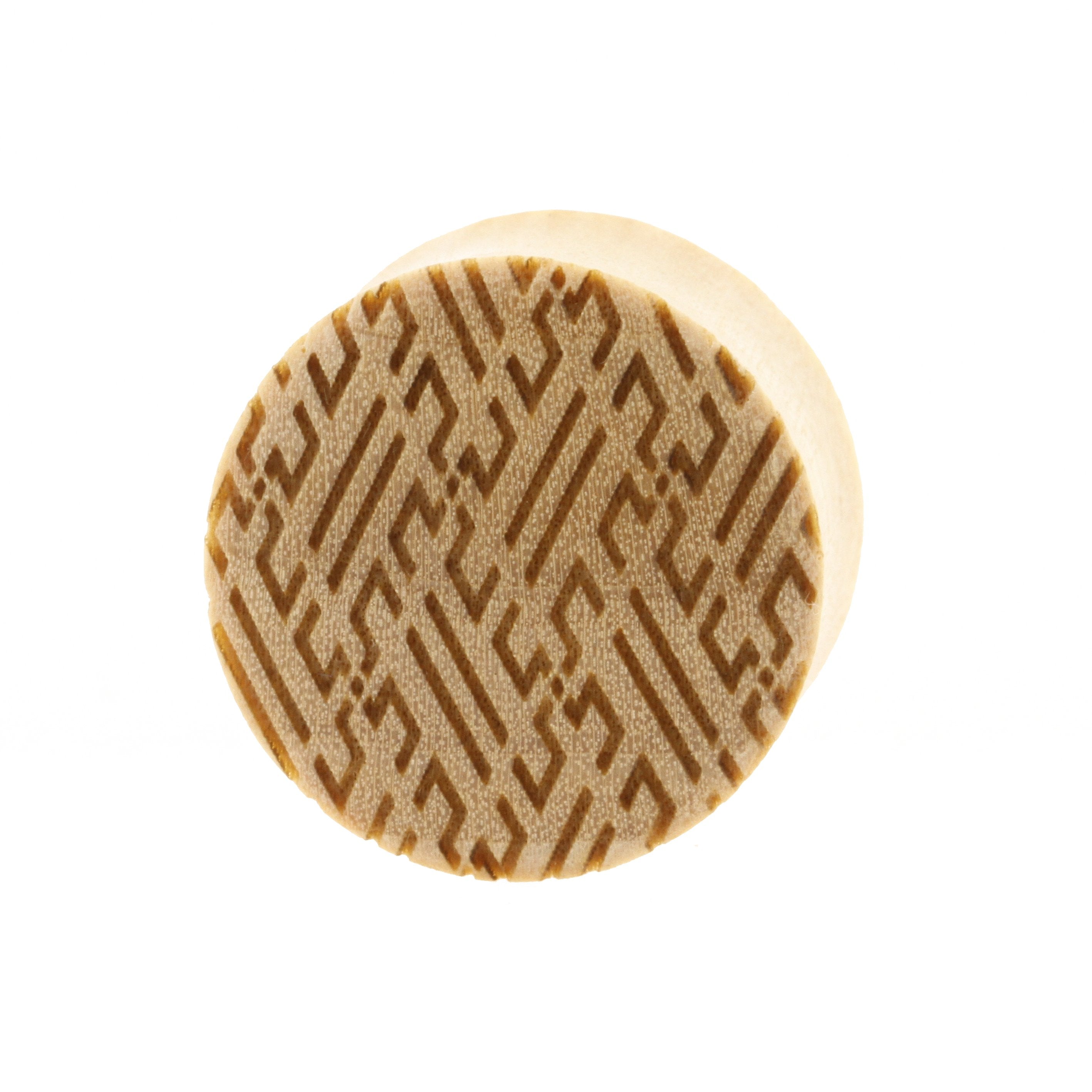 Wood Japanese Manji Pattern Plugs - Crocodile Light Brown