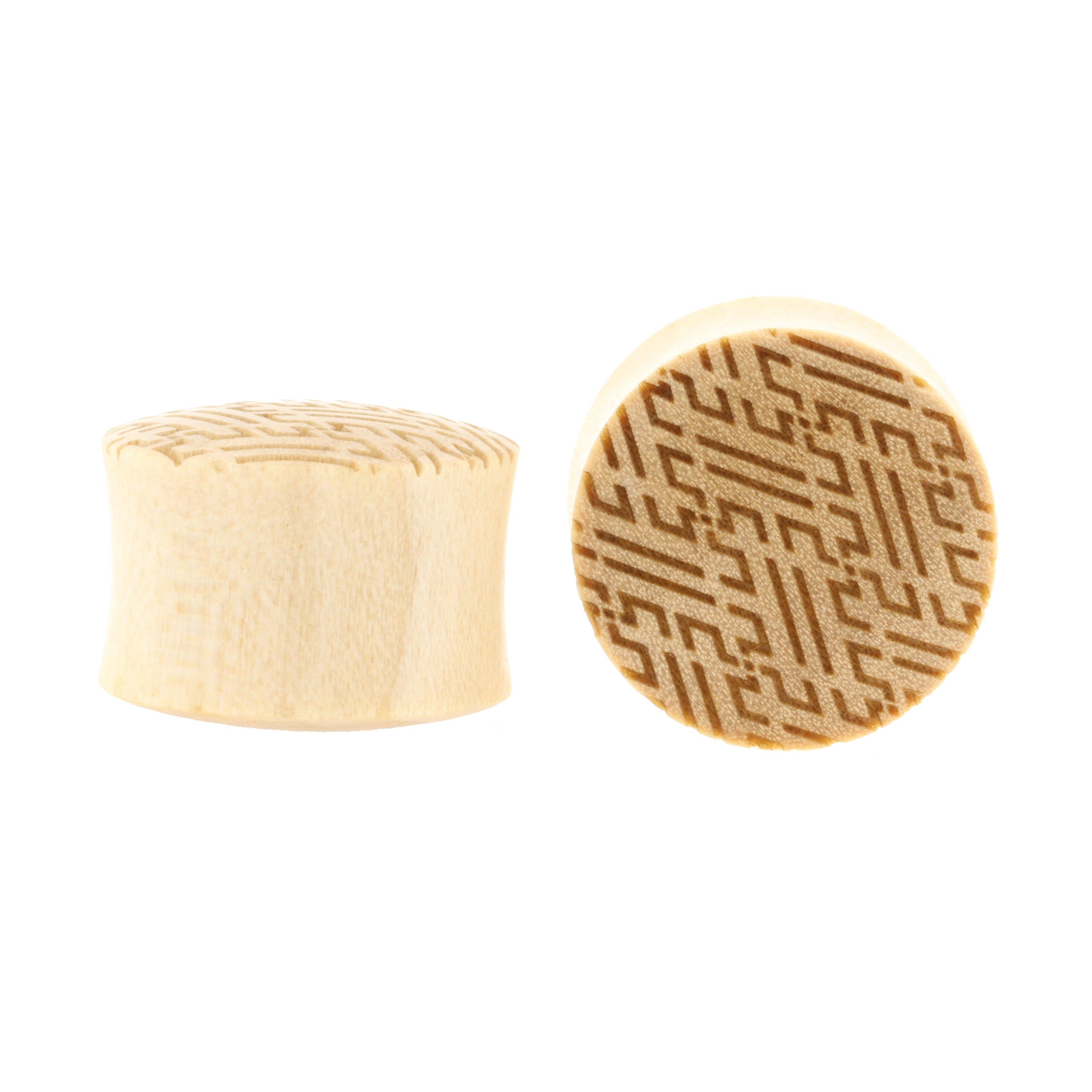 Wood Japanese Manji Pattern Plugs - Crocodile Light Brown