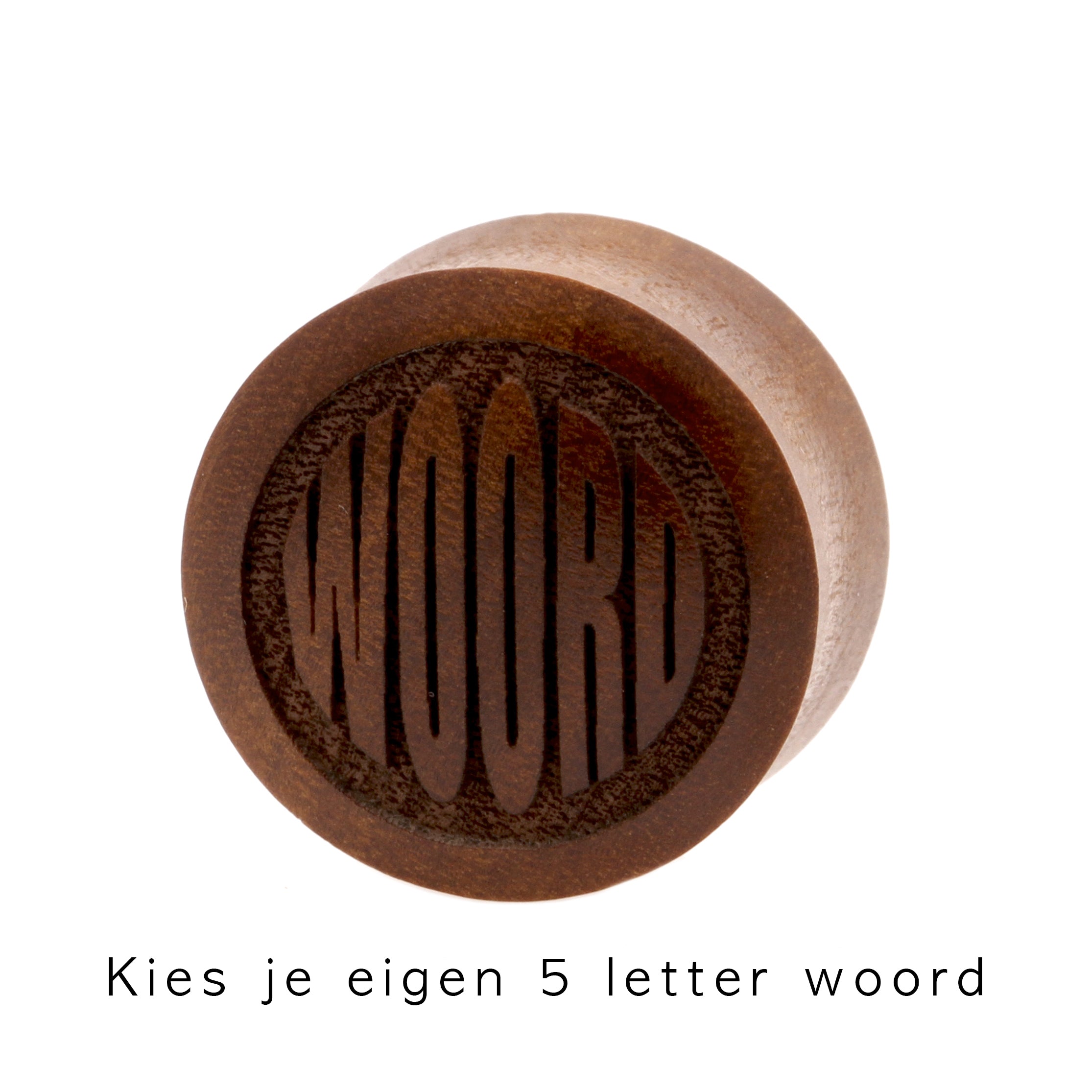 Wood Custom Word Plugs - Sawo Red Brown