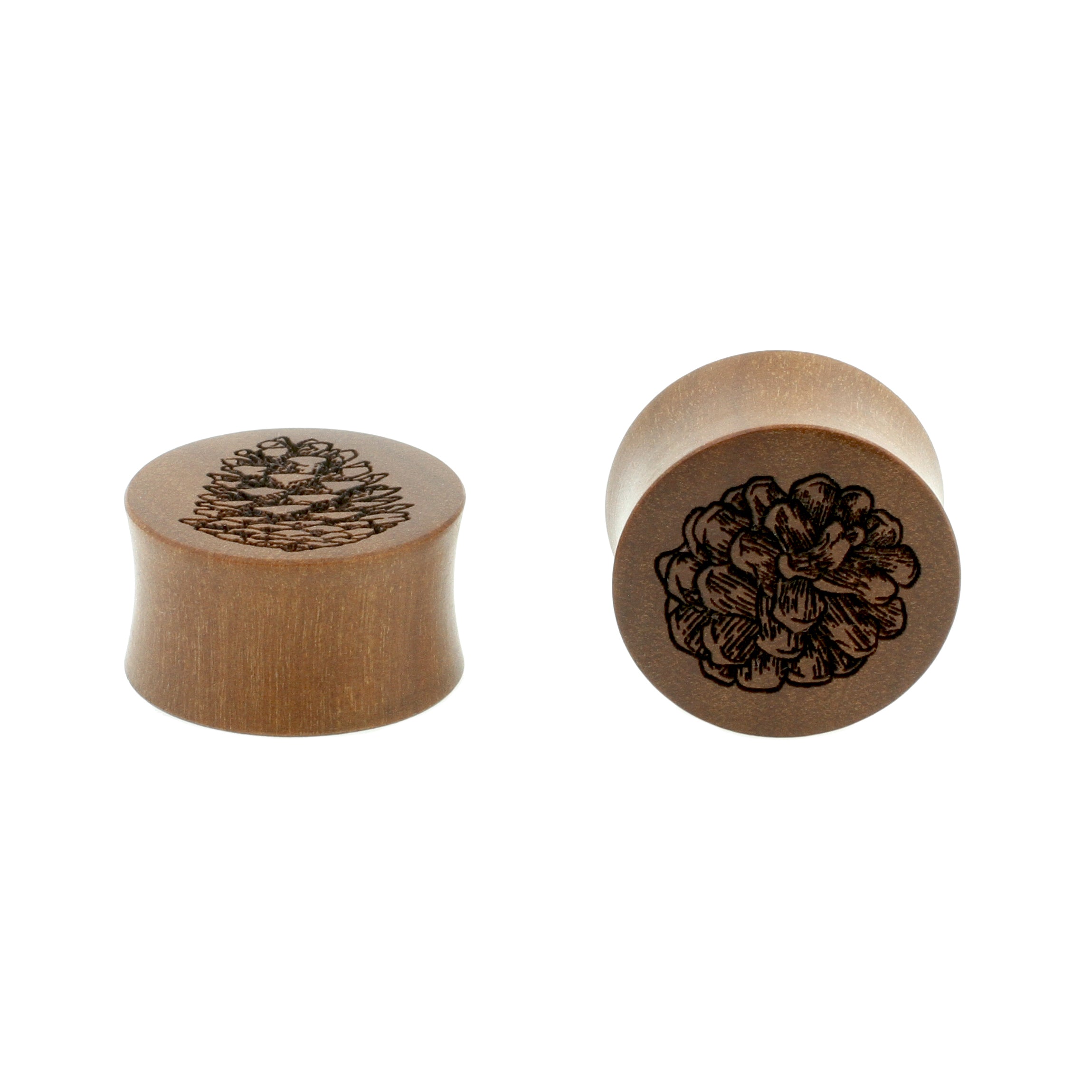 Wood Pinecone Plugs - Sawo Red Brown