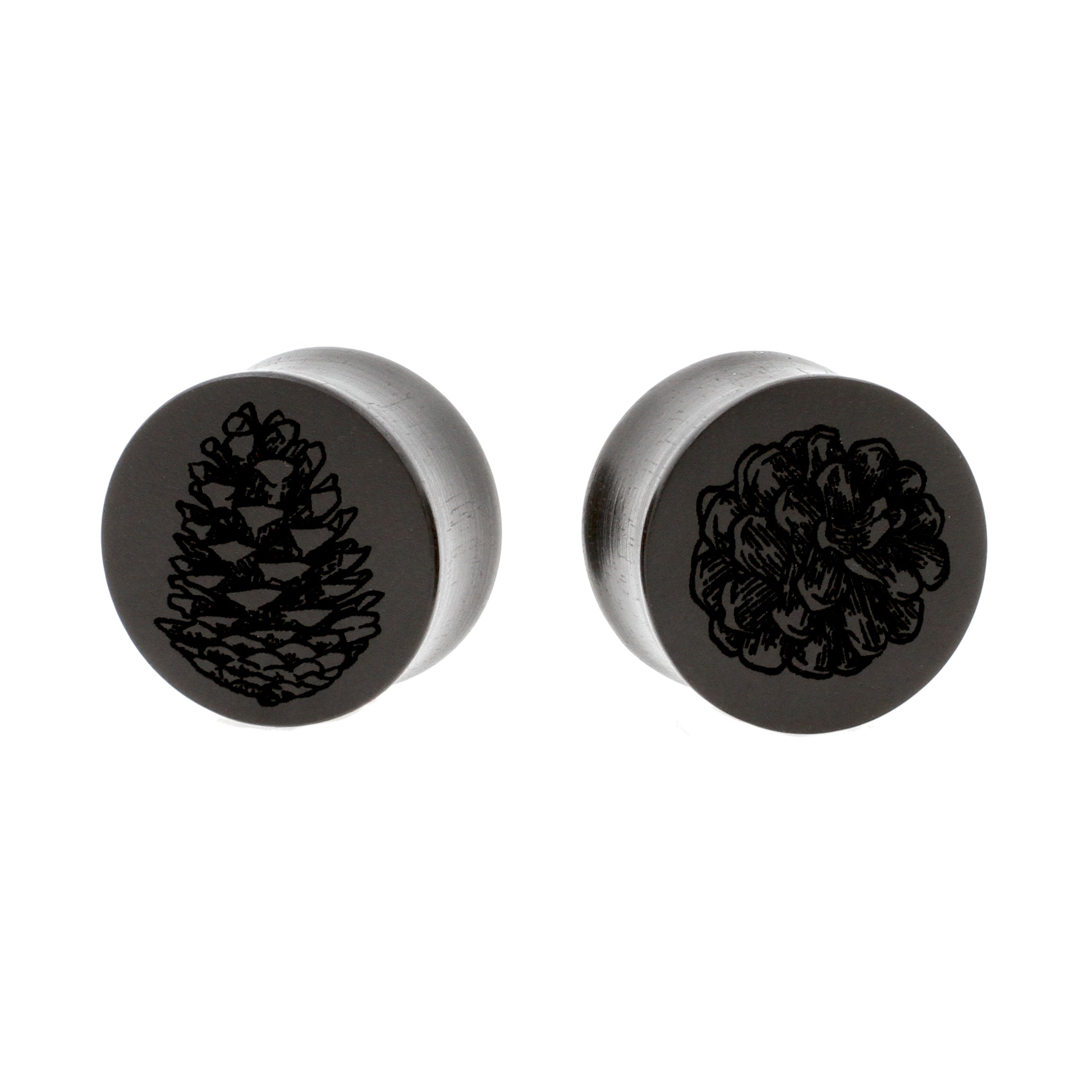 Wood Pinecone Plugs - Areng Black