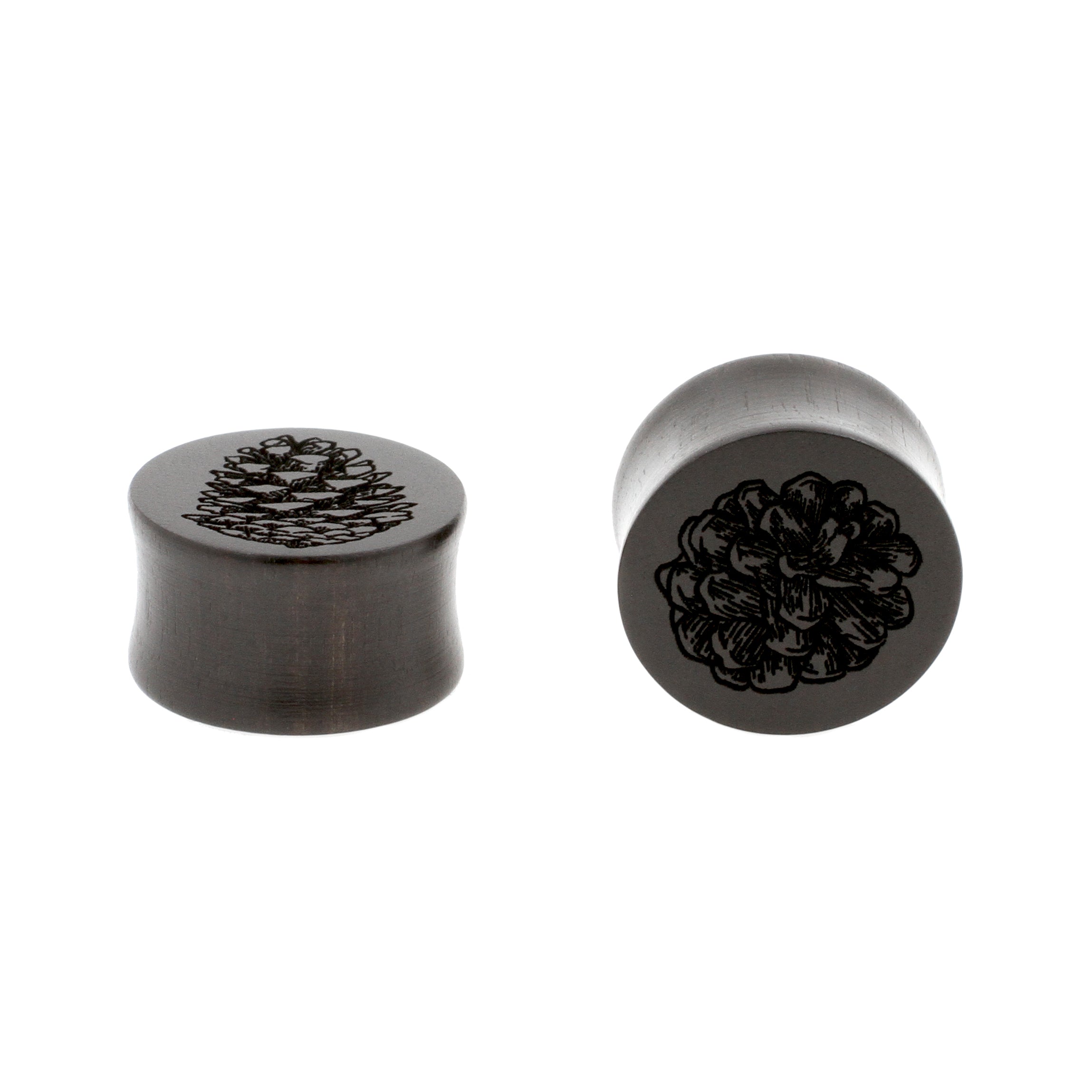 Wood Pinecone Plugs - Areng Black