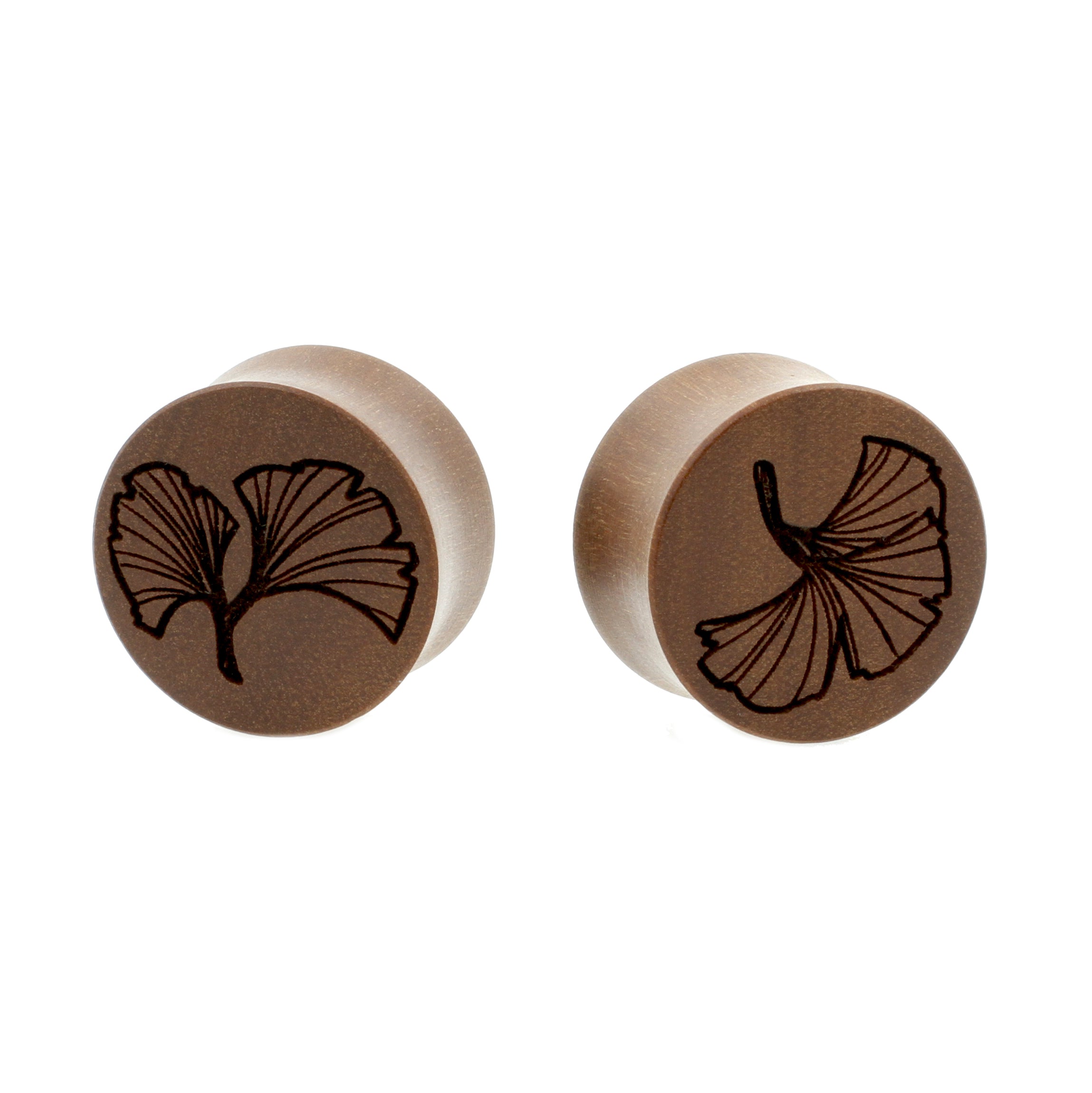 Wood Ginko Plugs - Sawo Red Brown