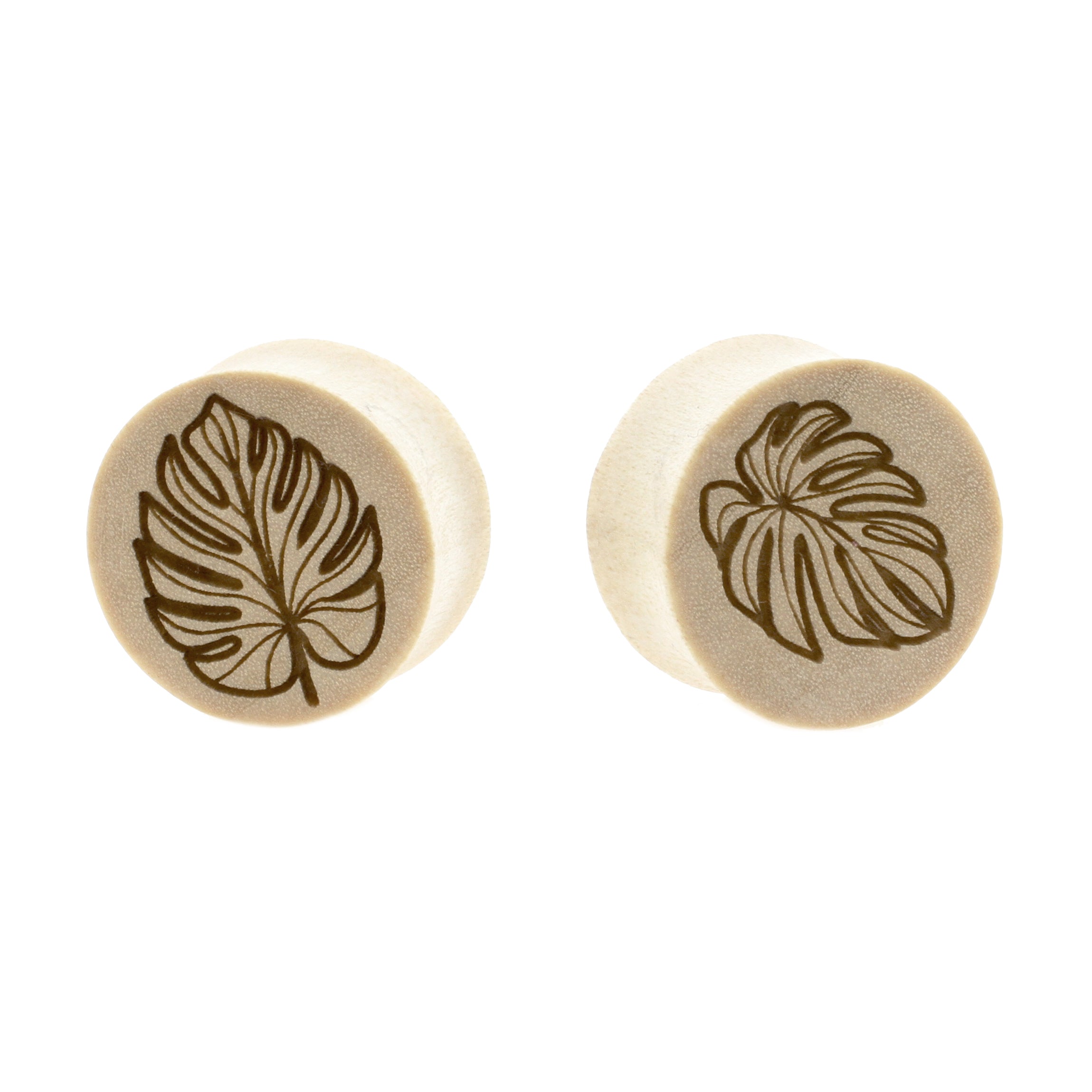 Wood Monstera Plugs - Crocodile Light Brown