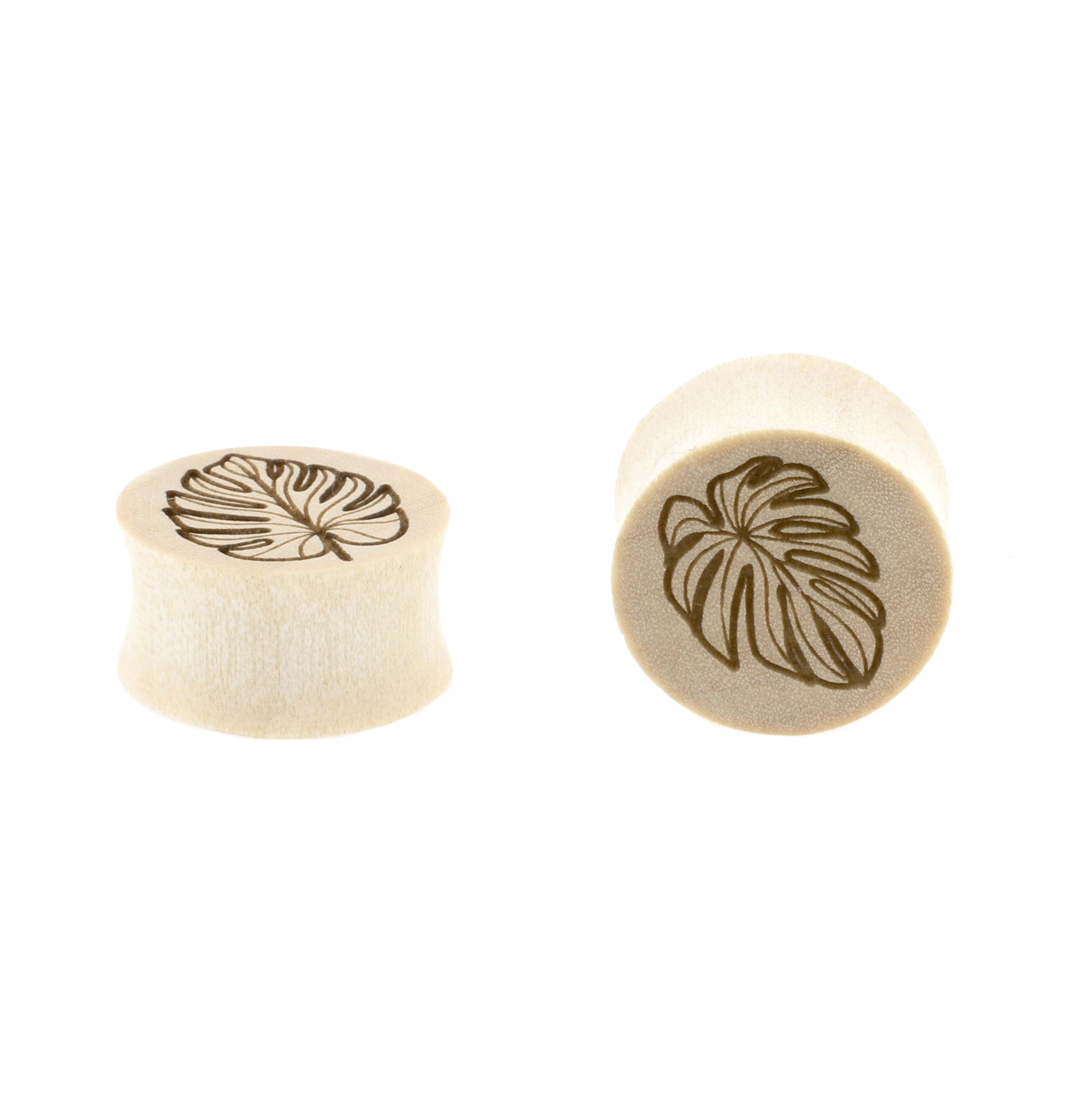 Wood Monstera Plugs - Crocodile Light Brown