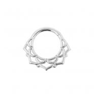 White Gold Click Ring - Ornamental Lotus
