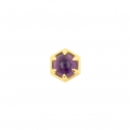 Gold Amethyst Cabochon Hexagon